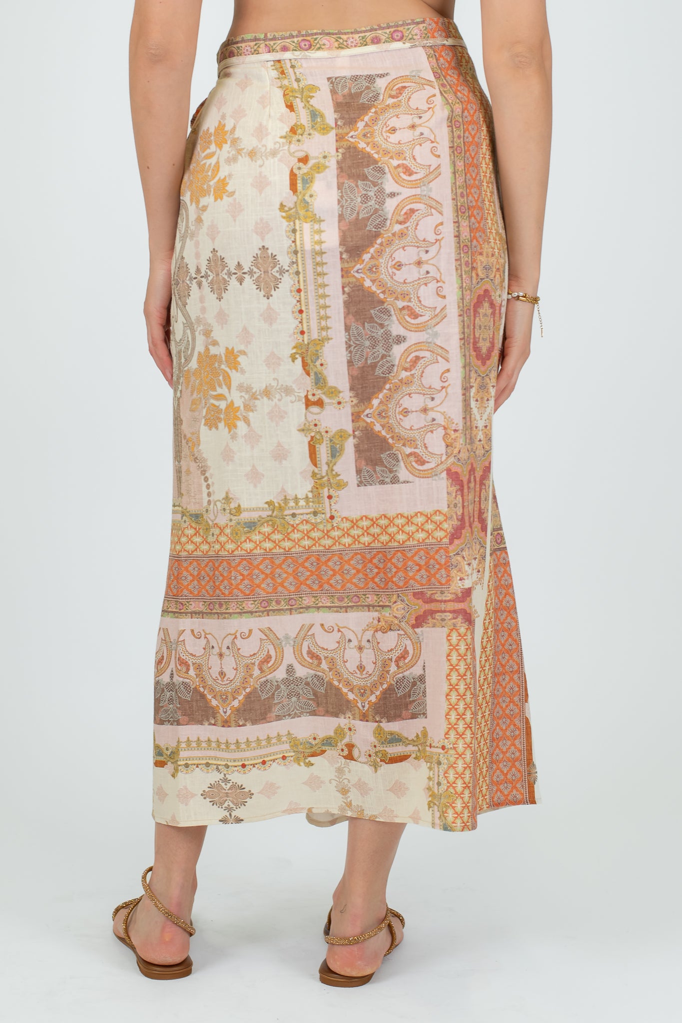 Tensione in - Gonna fantasia in lino/viscosa fantasia