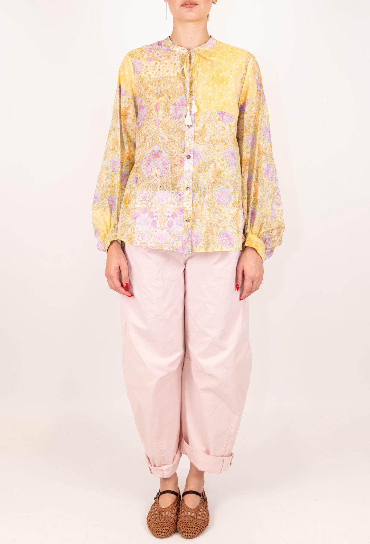 Haveone - Pantalone in viscosa modello balloon con risvolto sul fondo