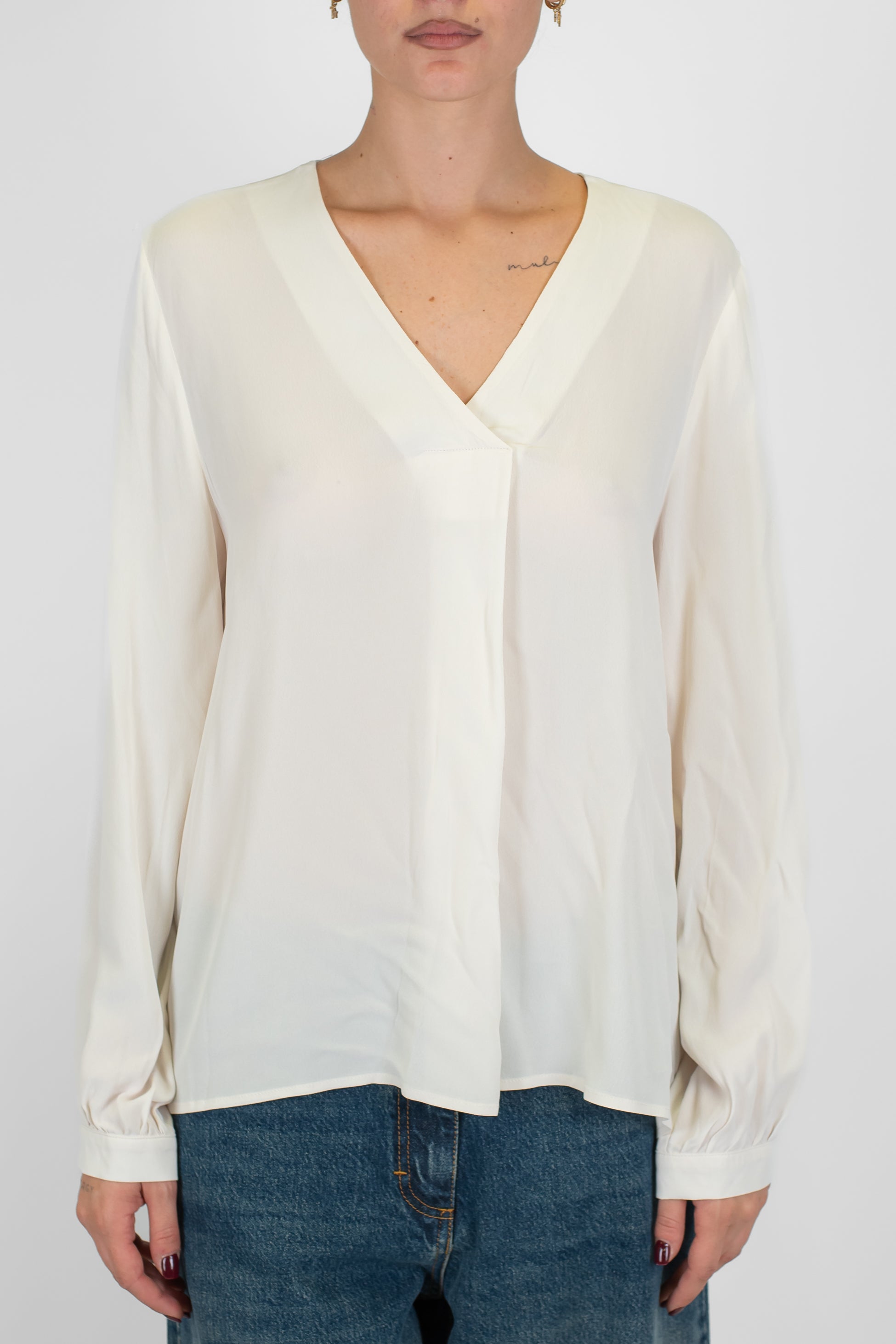 Maryley - Camicia scollo a V in crepe di viscosa
