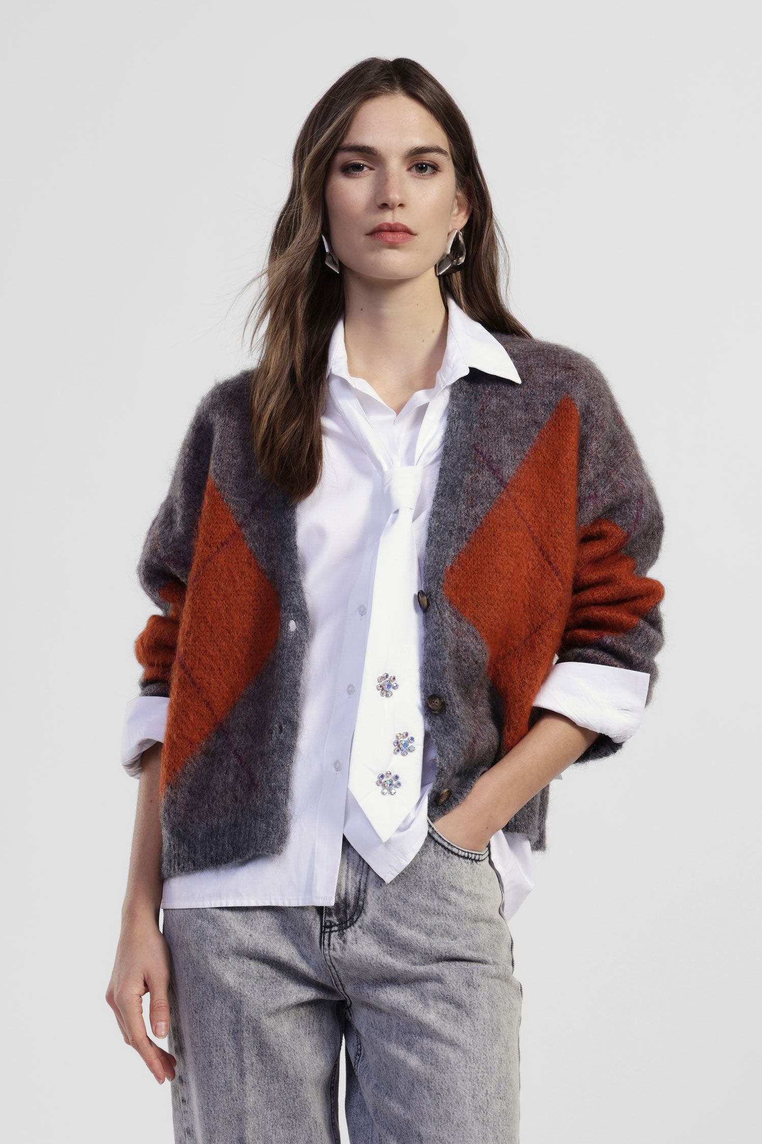 Dixie - Cardigan a rombi con scollo a v