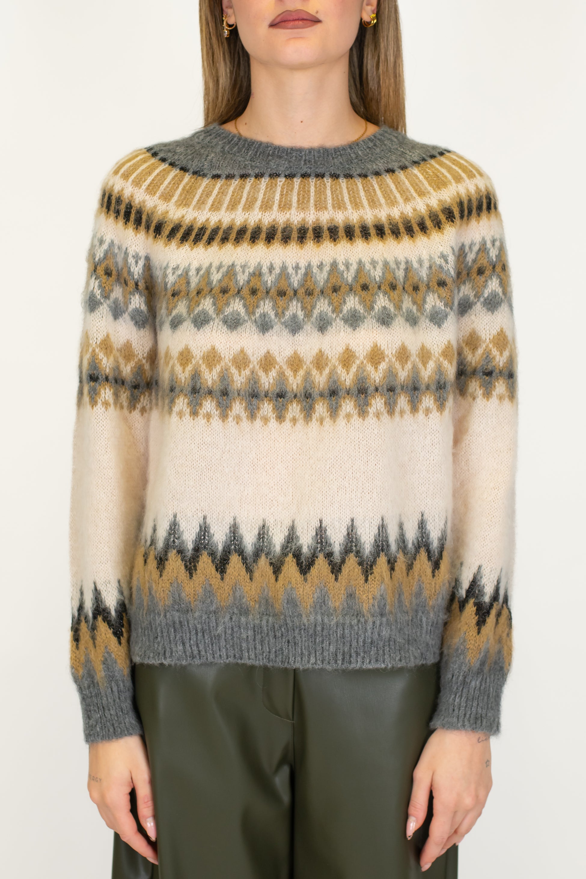 Tensione in - Maglia jacquard girocollo