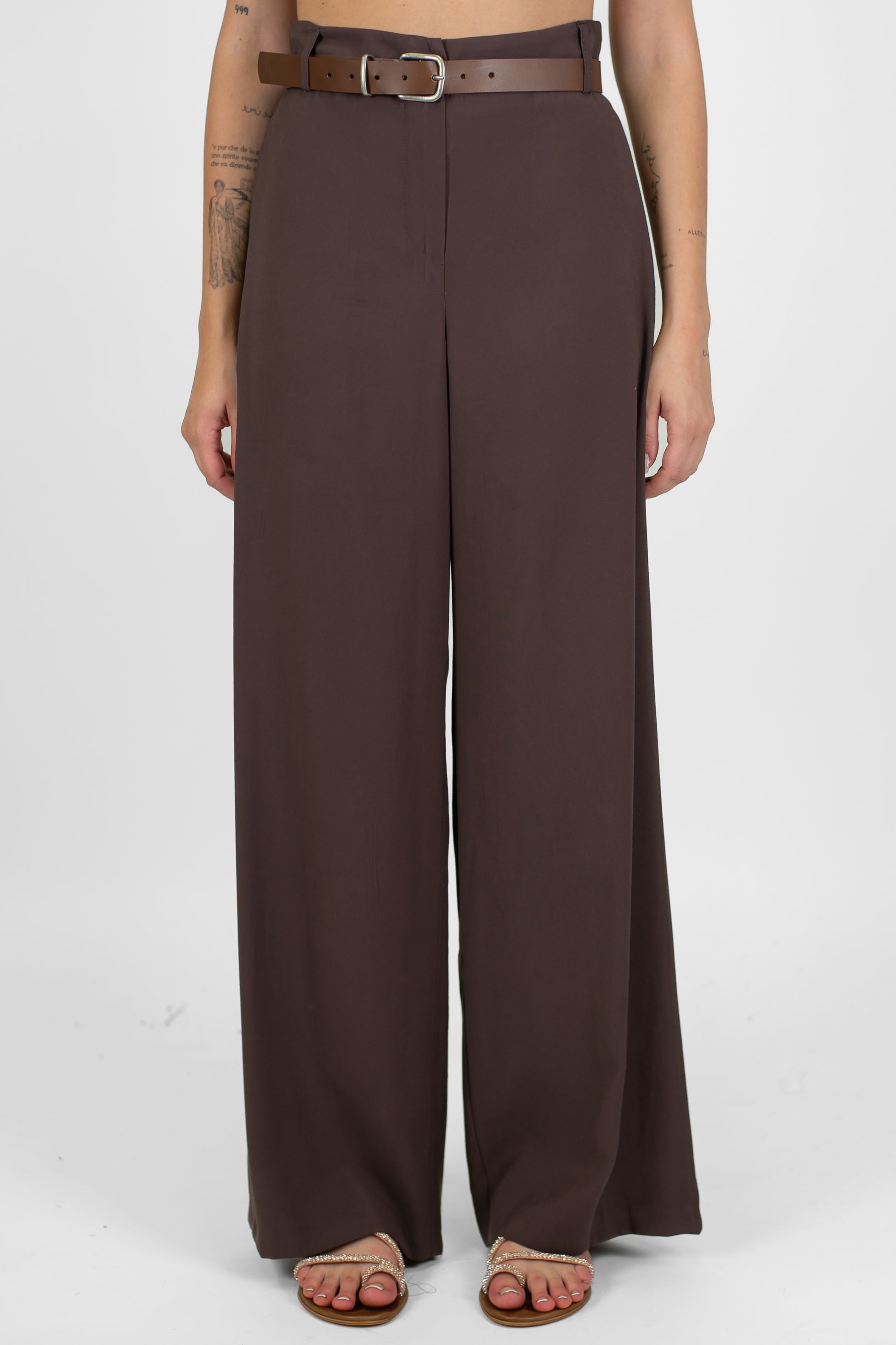 Motel - Pantalone palazzo in viscosa leggera con elastico sul retro