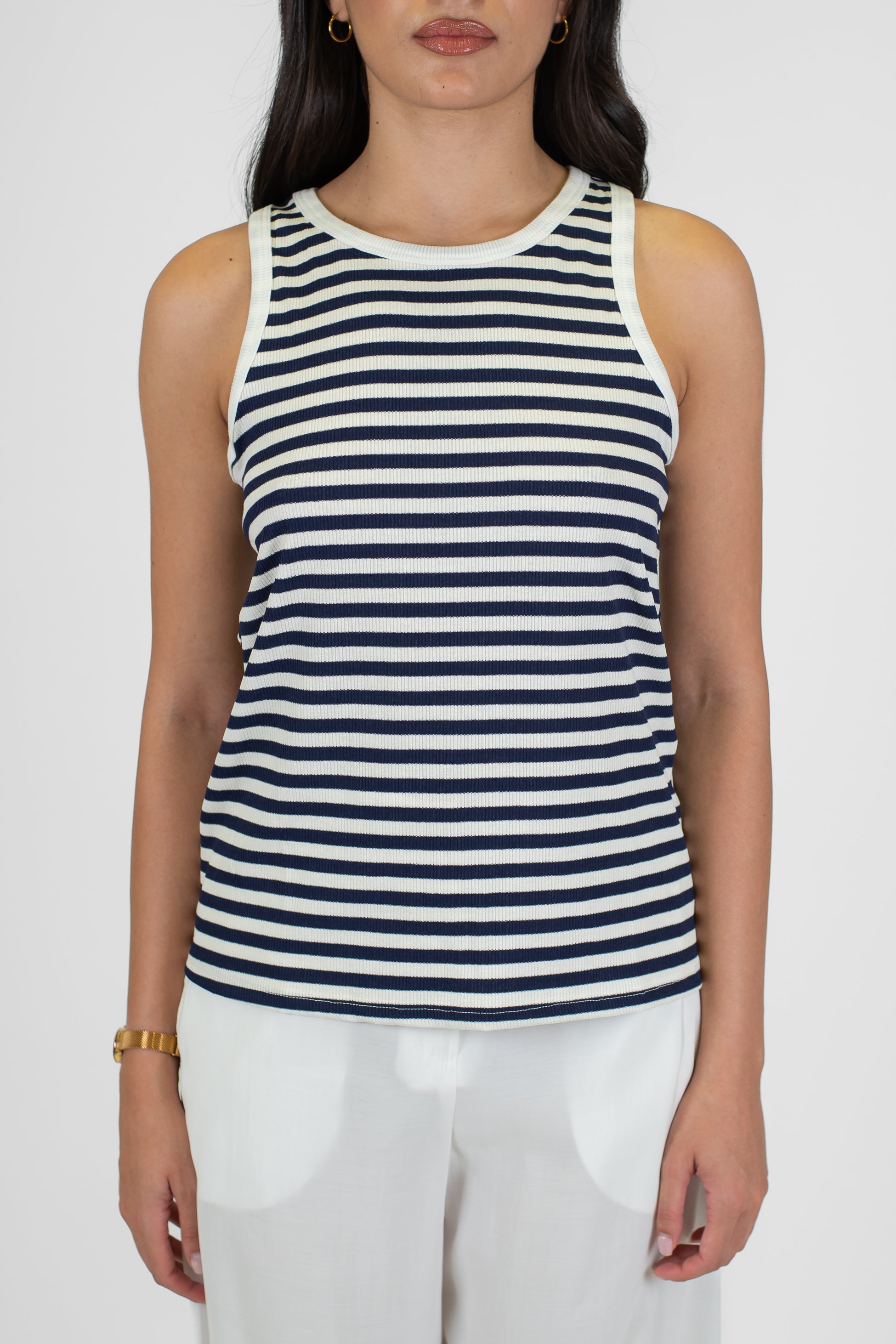 Tensione in - Canotta fantasia a righe in viscosa leggera