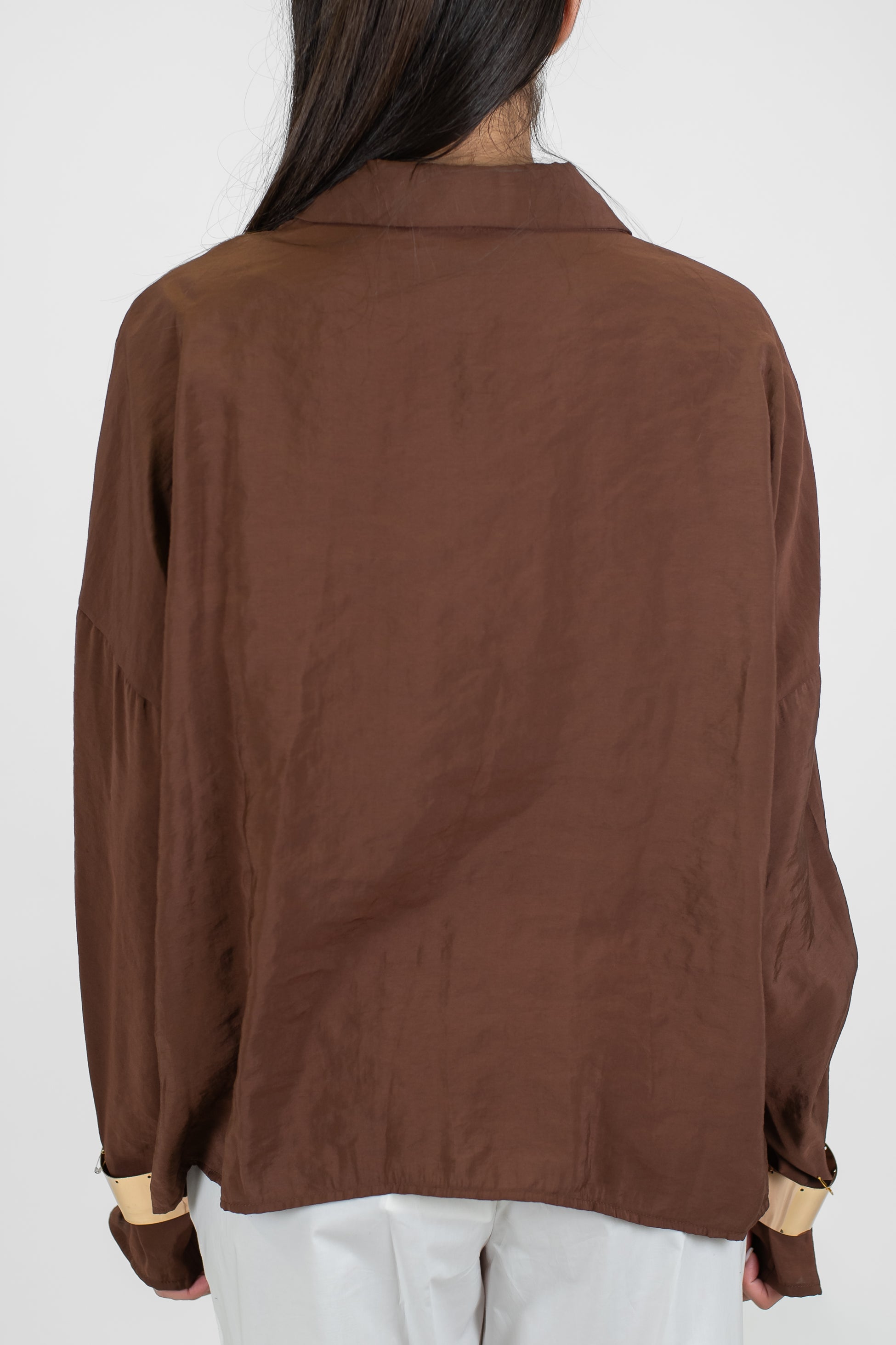 Haveone - Camicia tinta unita in modal con bracciali ai polsi