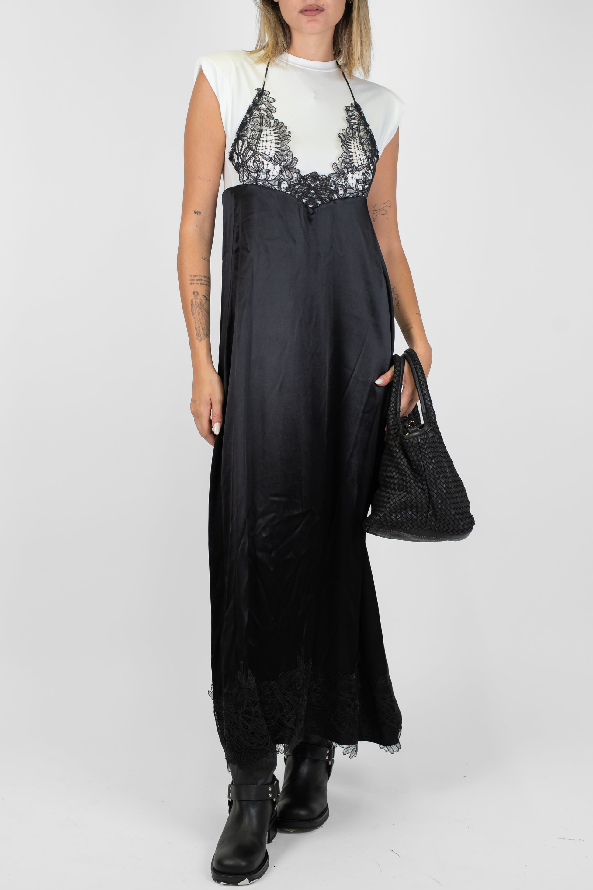 Dixie - Abito lungo giromaniche con dettagli ed orlo in pizzo