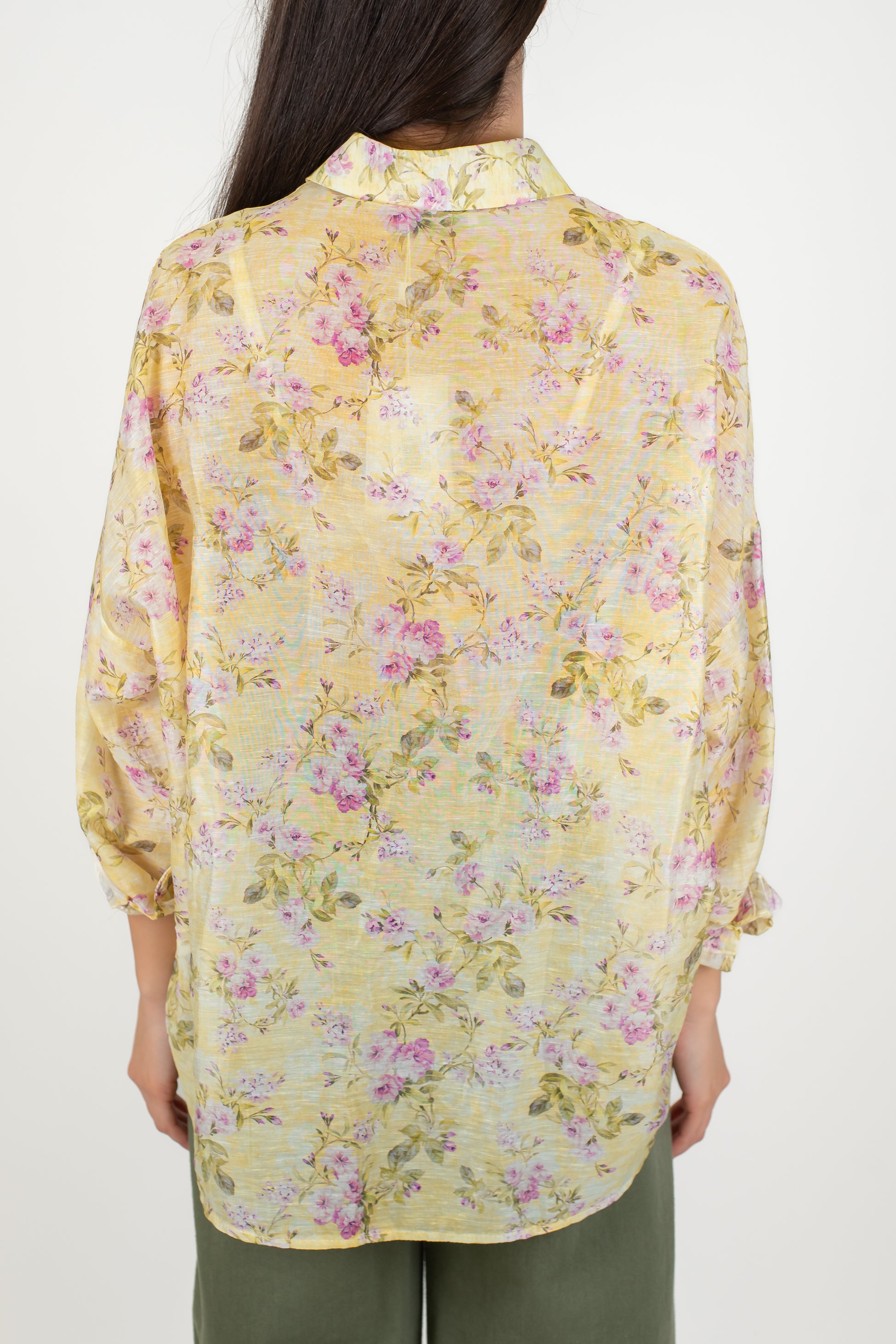 Motel - Camicia fantasia floreale in misto lino e lyocell