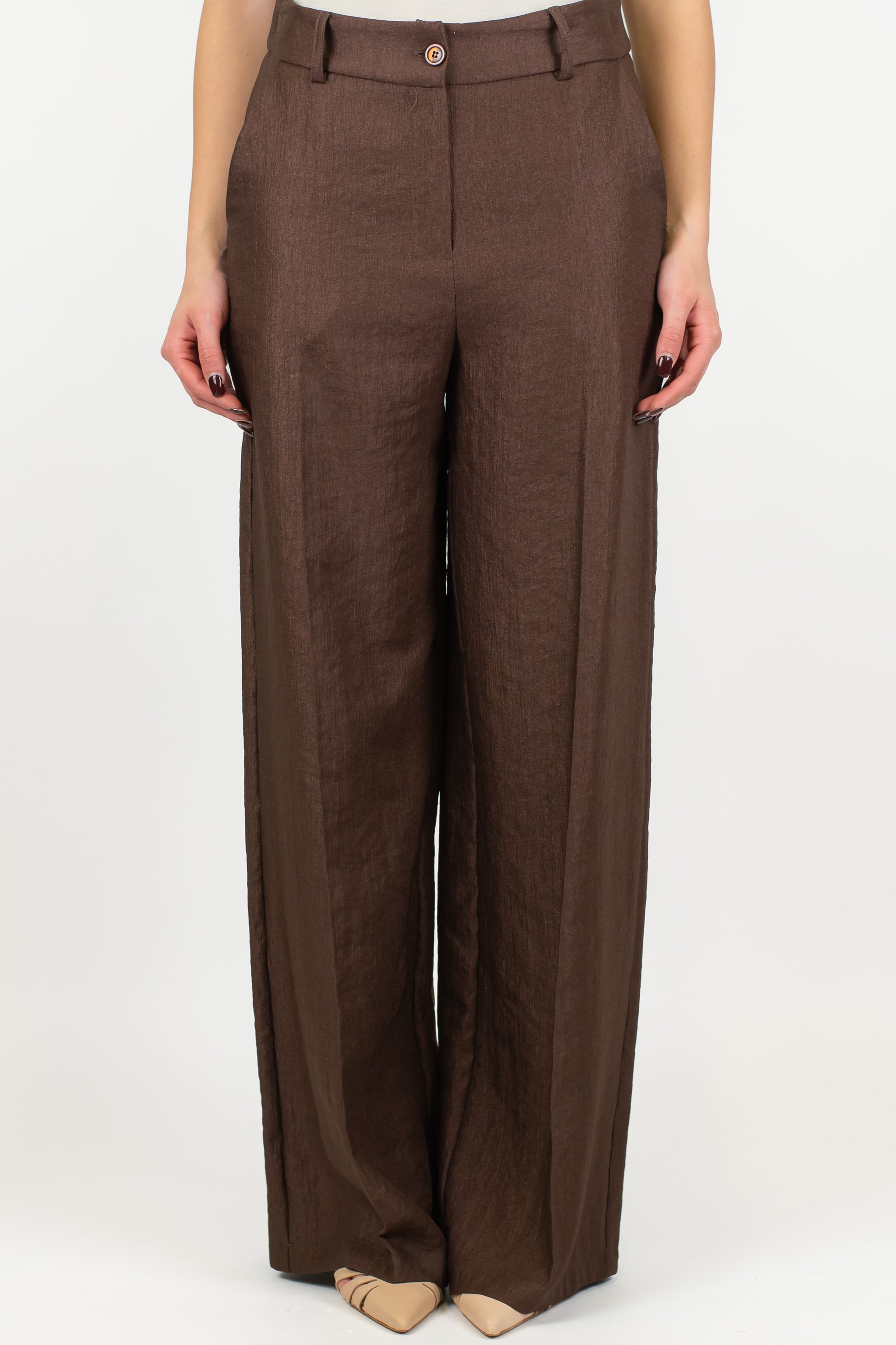 Motel - Pantalone palazzo con strigliature