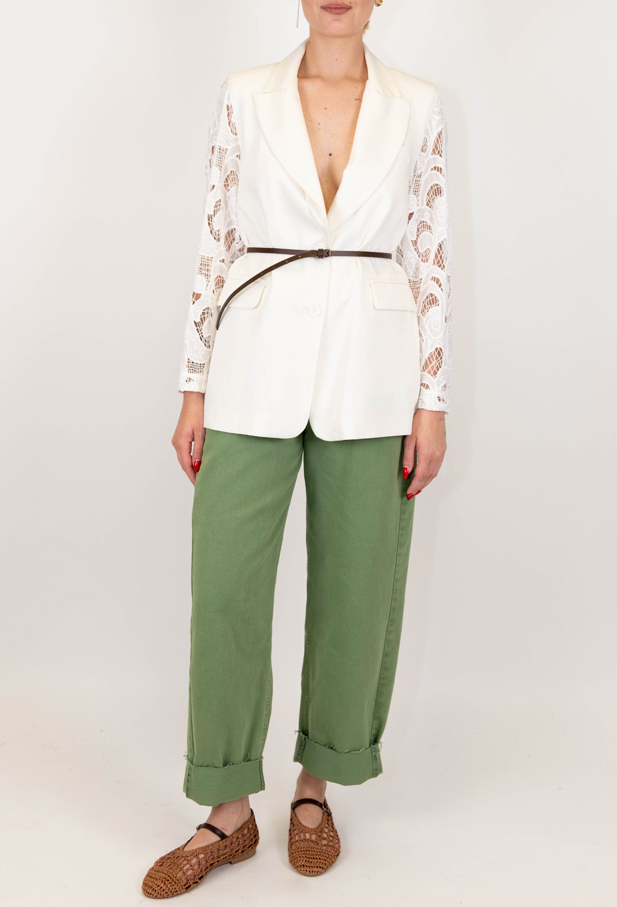 Motel - Pantalone regular in denim colorato con risvolto sul fondo