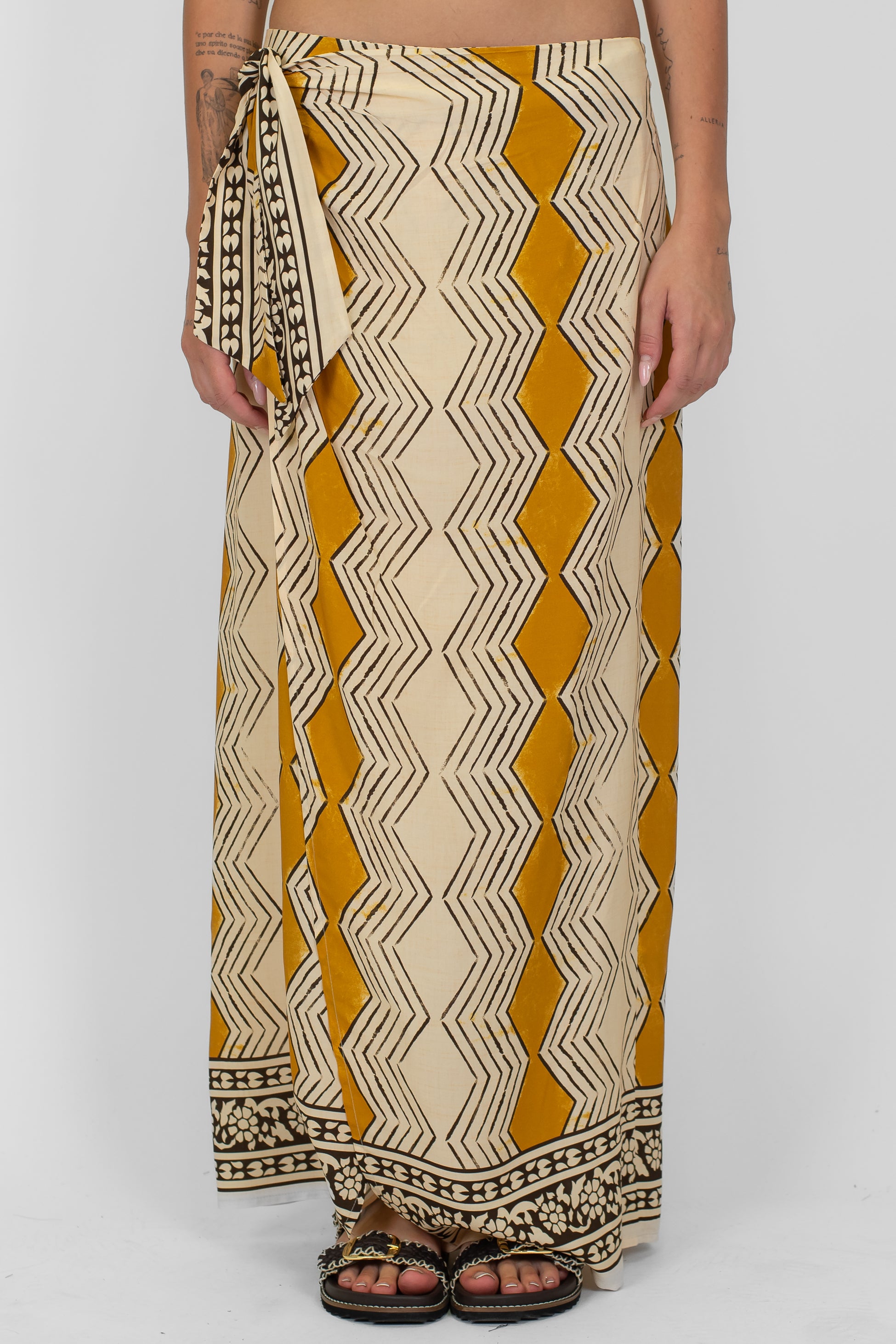 Haveone - Gonna pareo a portafoglio fantasia geometrica in viscosa