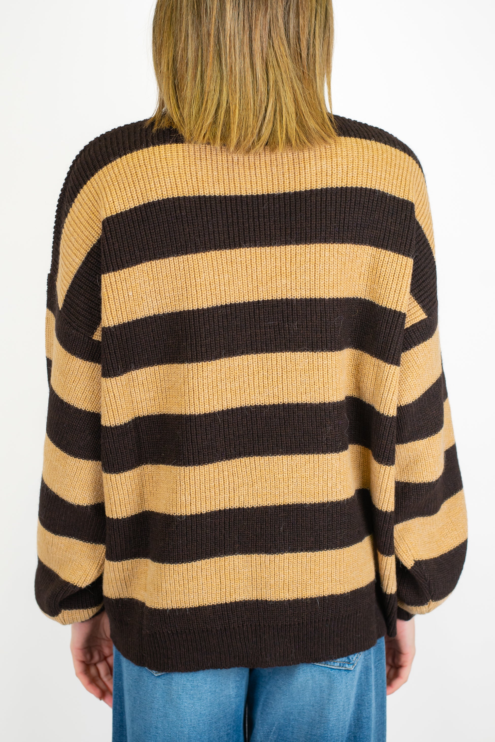 Kontatto - Cardigan over fantasia righe a contrasto in misto lana
