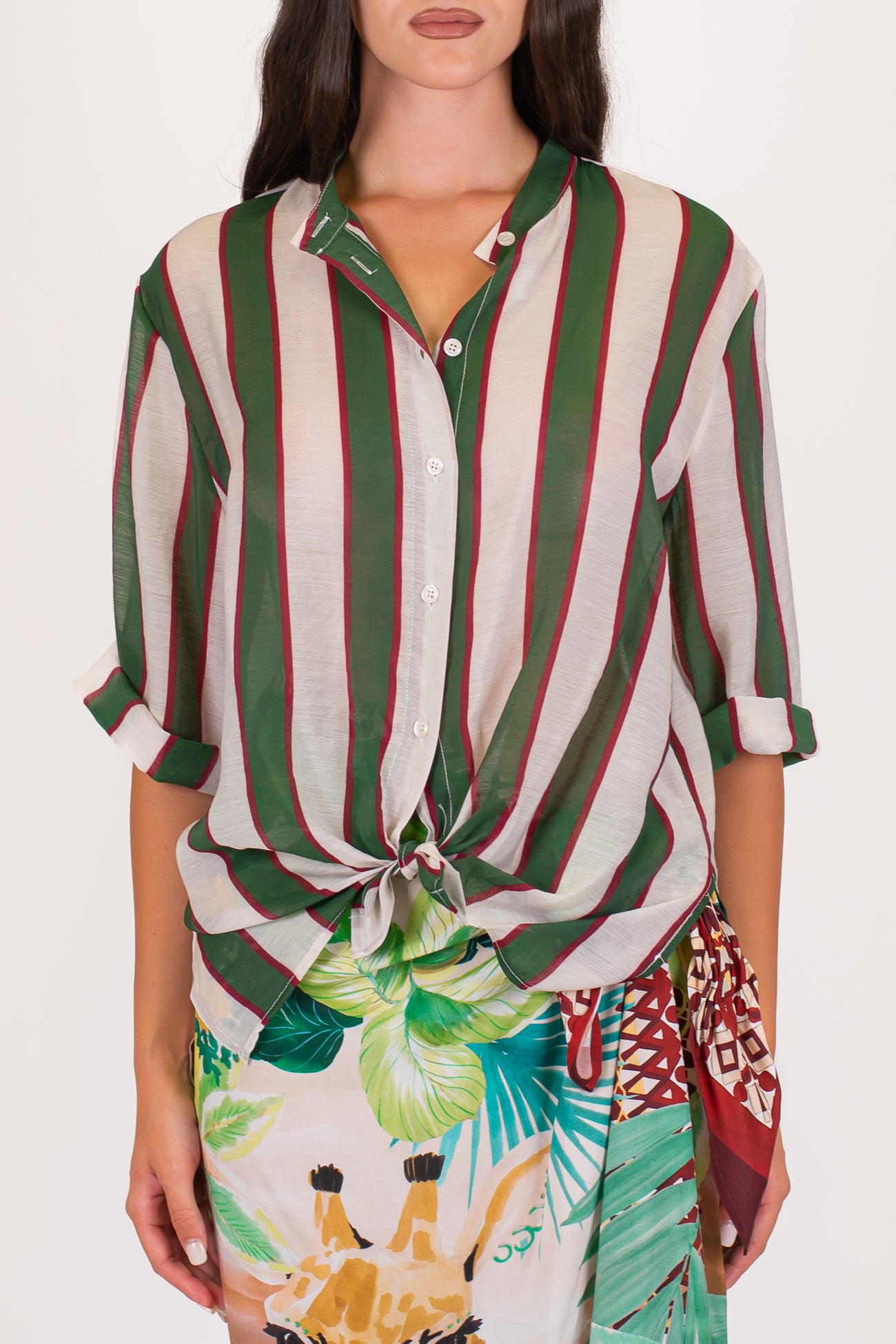 Dixie - Camicia rigata in viscosa leggera
