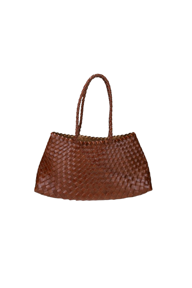 Borsa a barca in vera pelle intrecciatA