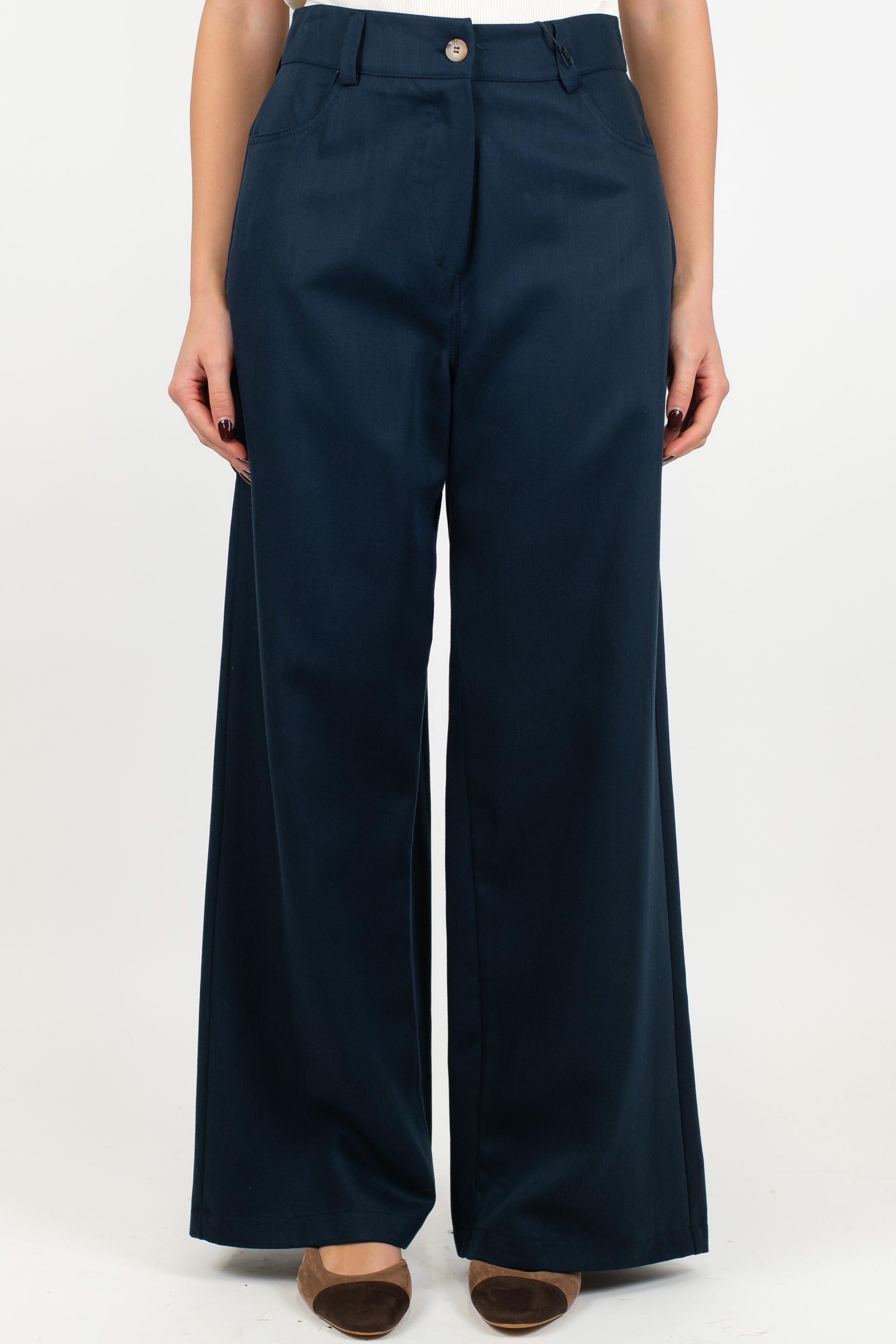 Tensione in - Pantalone palazzo effetto denim