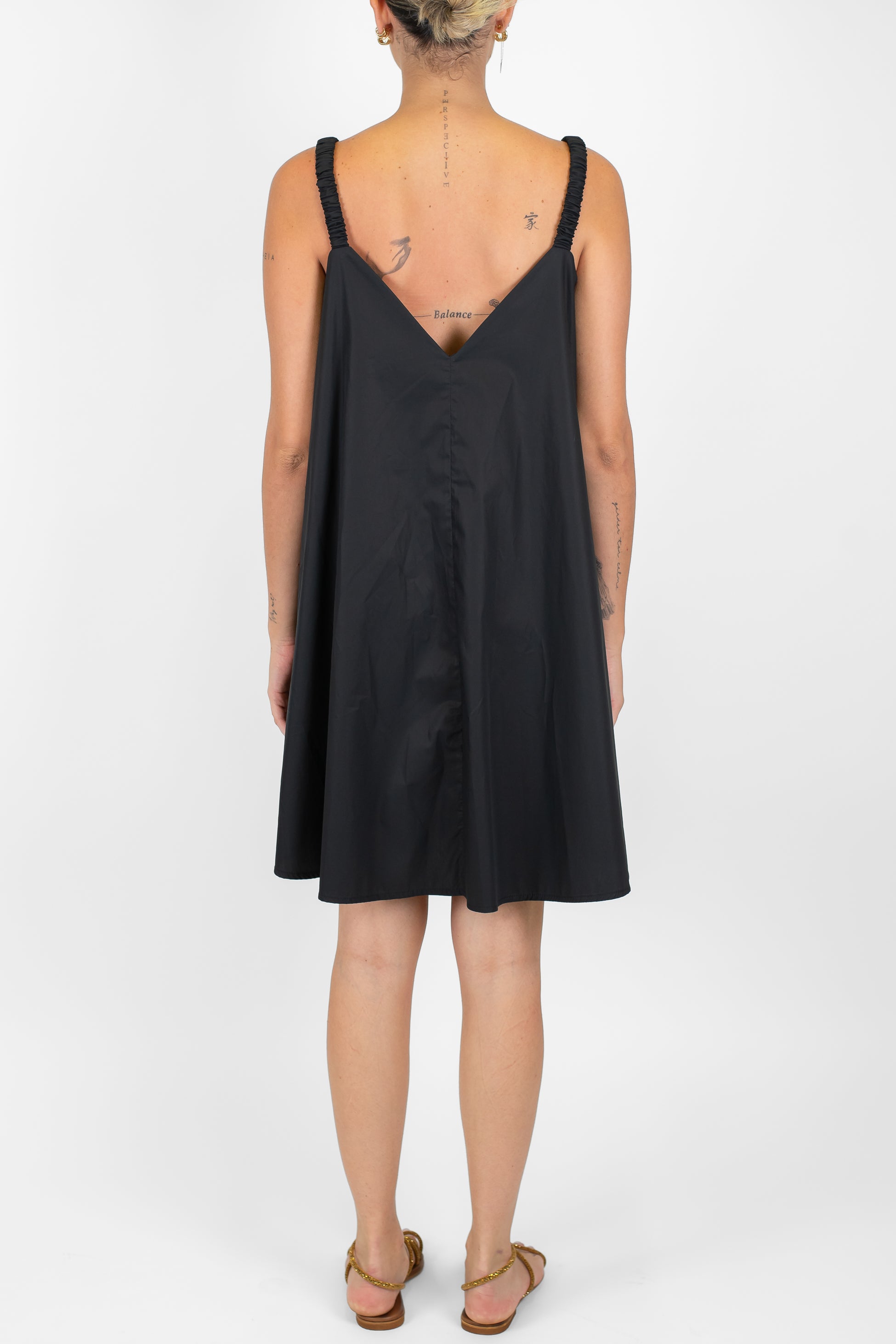 Motel - Abito corto in cotone con spallina arricciata