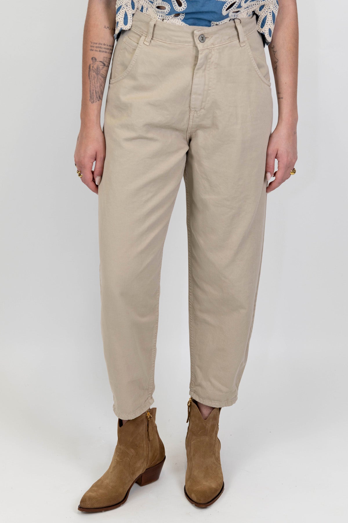 Dixie - Pantalone balloon in denim colorato