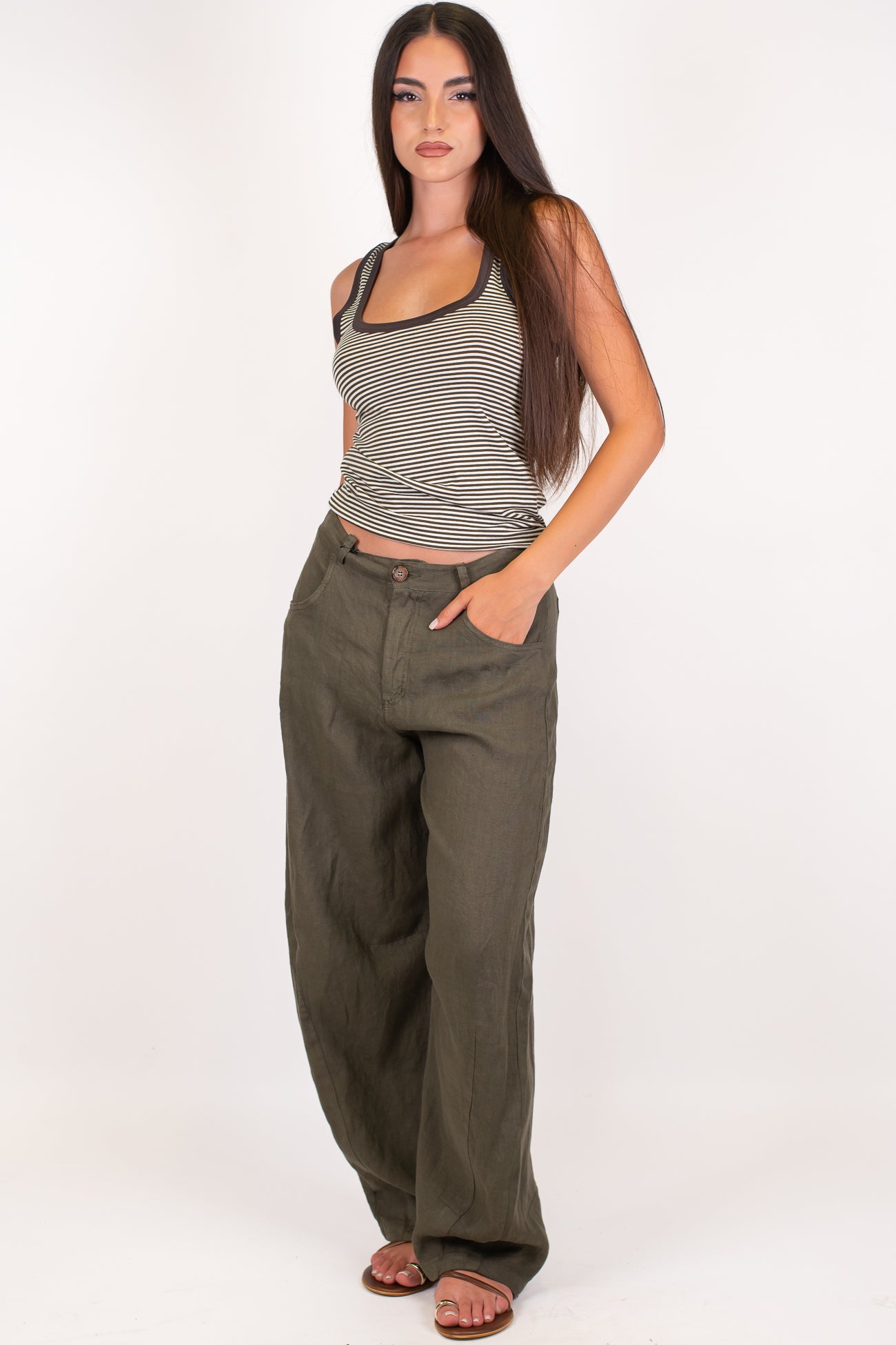 Tensione in - Pantalone balloon in puro lino