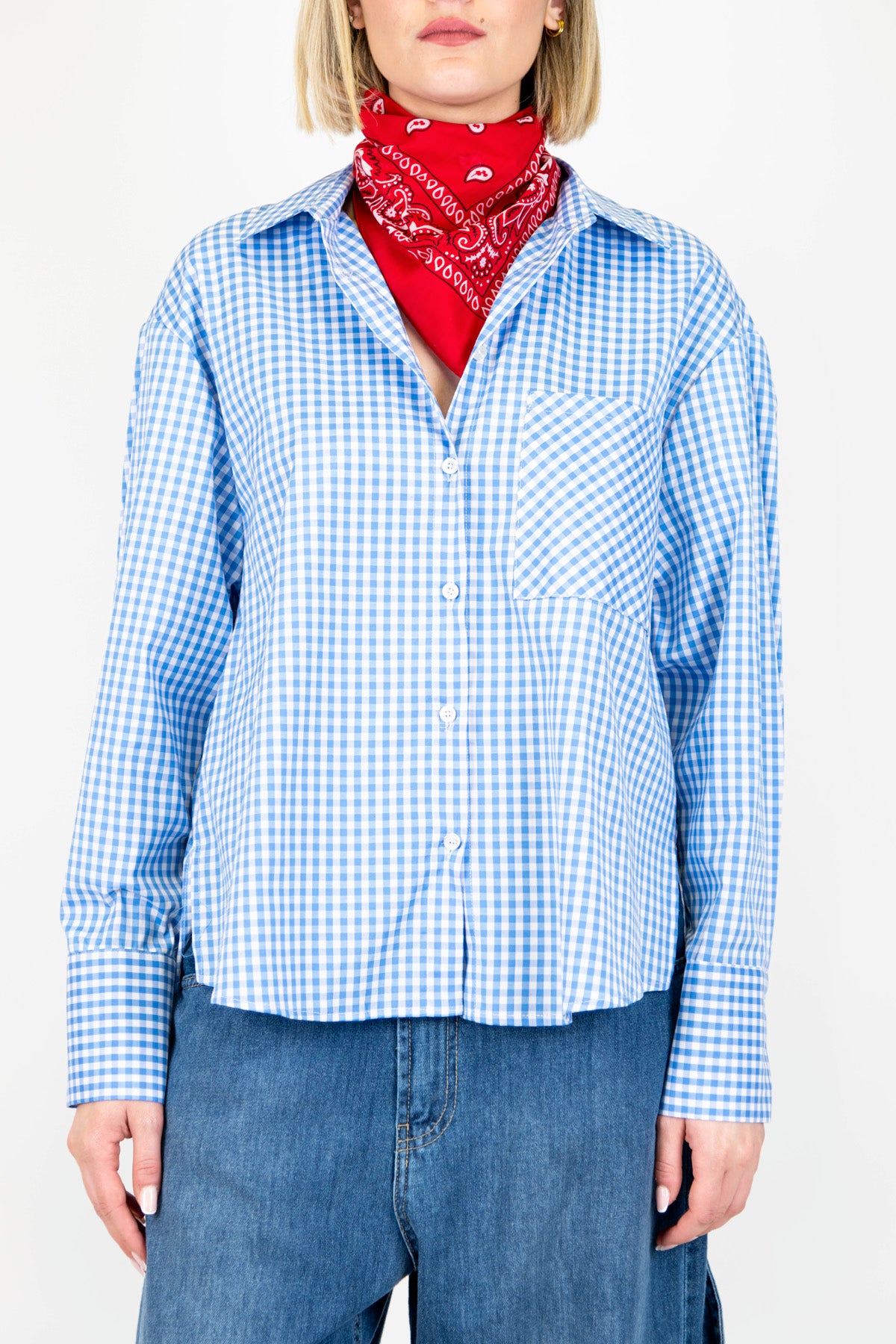 Haveone - Camicia fantasia vichy con bandana