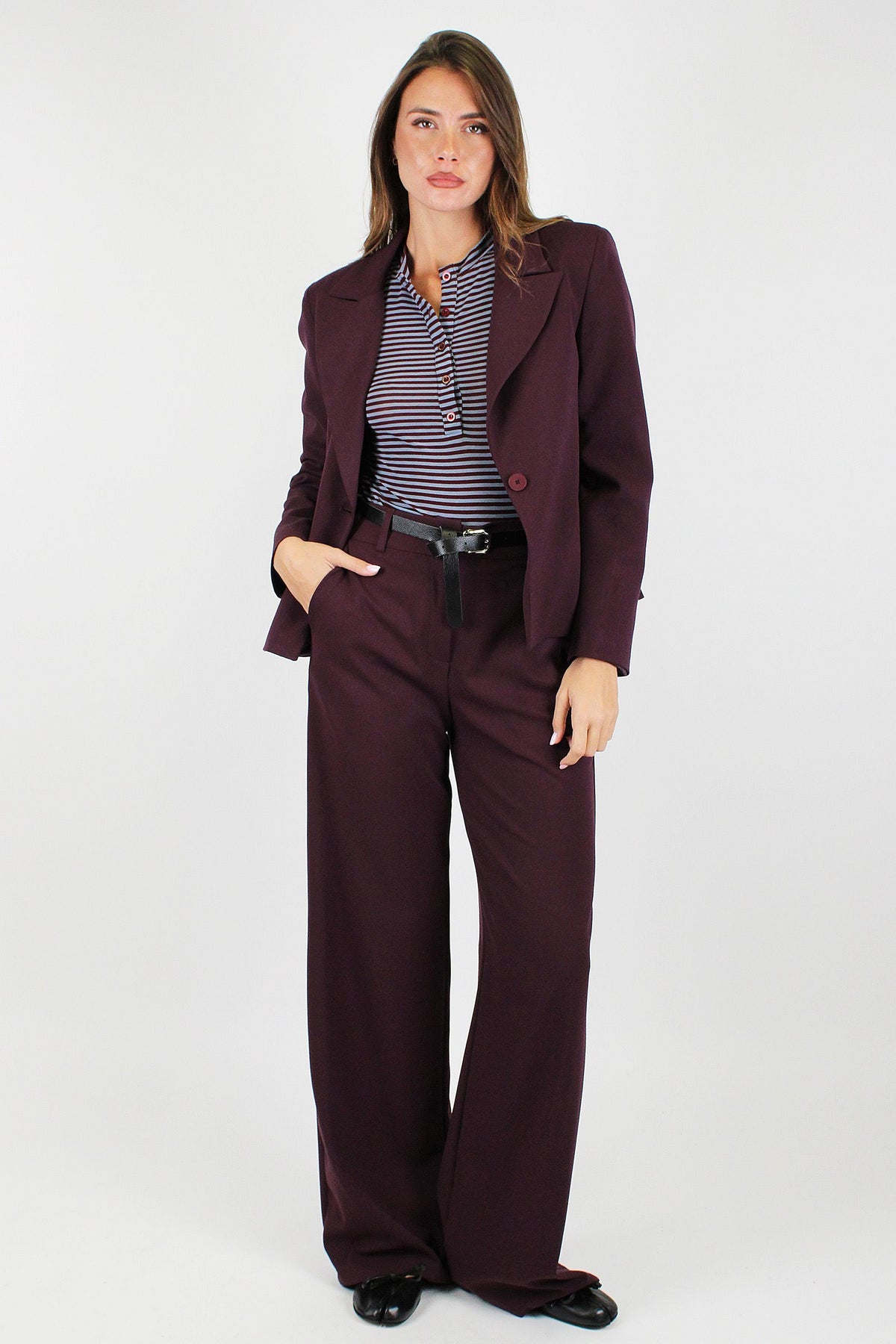 Haveone - Pantalone palazzo con elastico sul retro