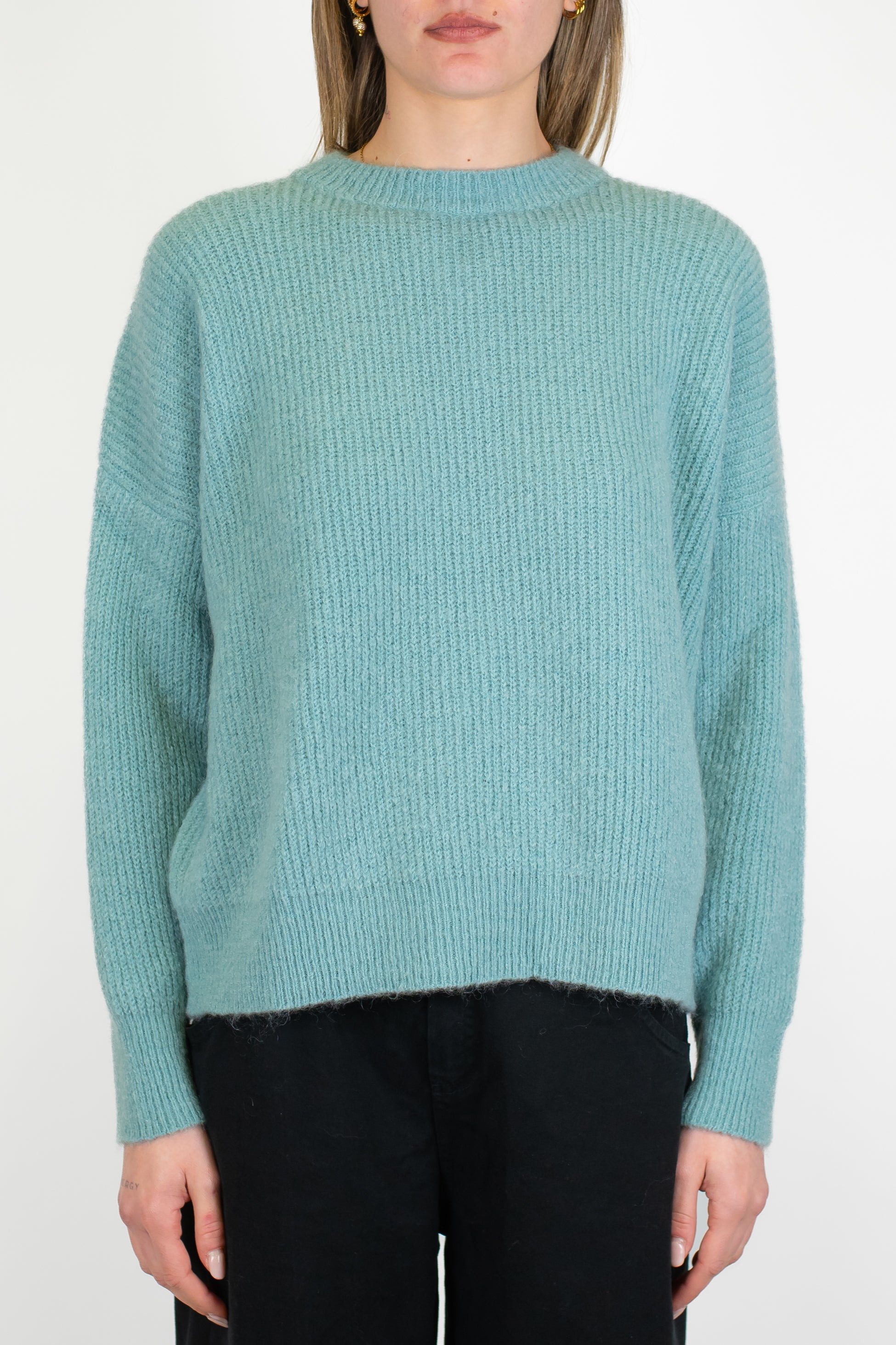 Tensione in - Maglia a scatola in misto lana con costine