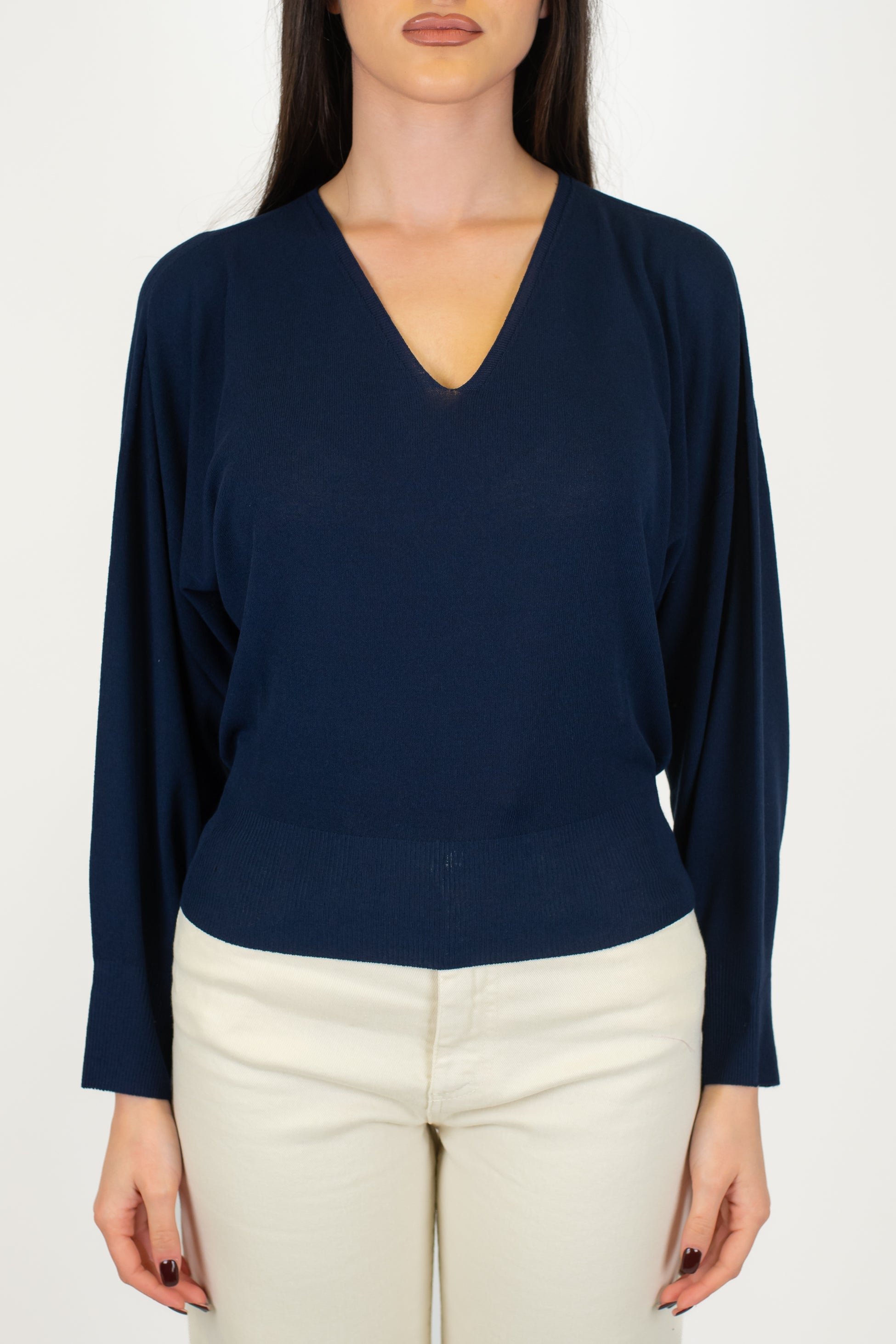 Kontatto - Maglia crop scollo a V in viscosa leggera