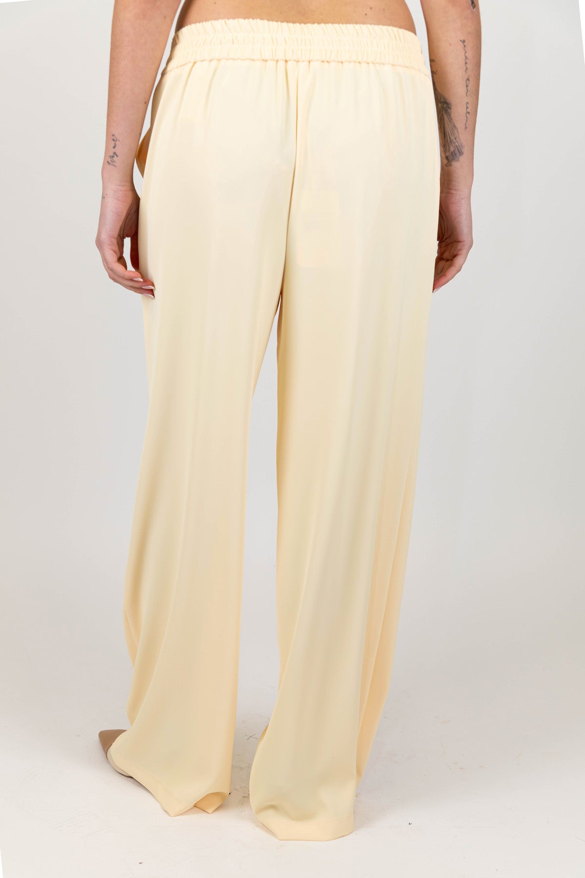 Kontatto - Pantalone palazzo in tessuto fluido con elastico in vita