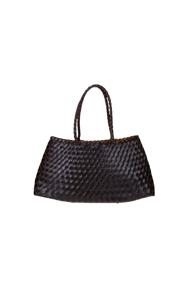 Borsa a barca in vera pelle intrecciata