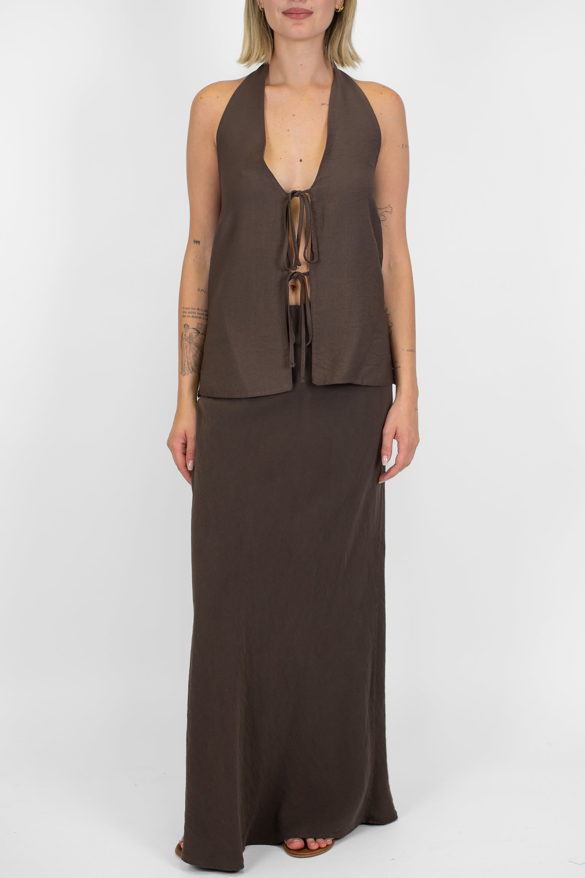 Tensione in - Gonna in viscosa leggera con elastico in vita