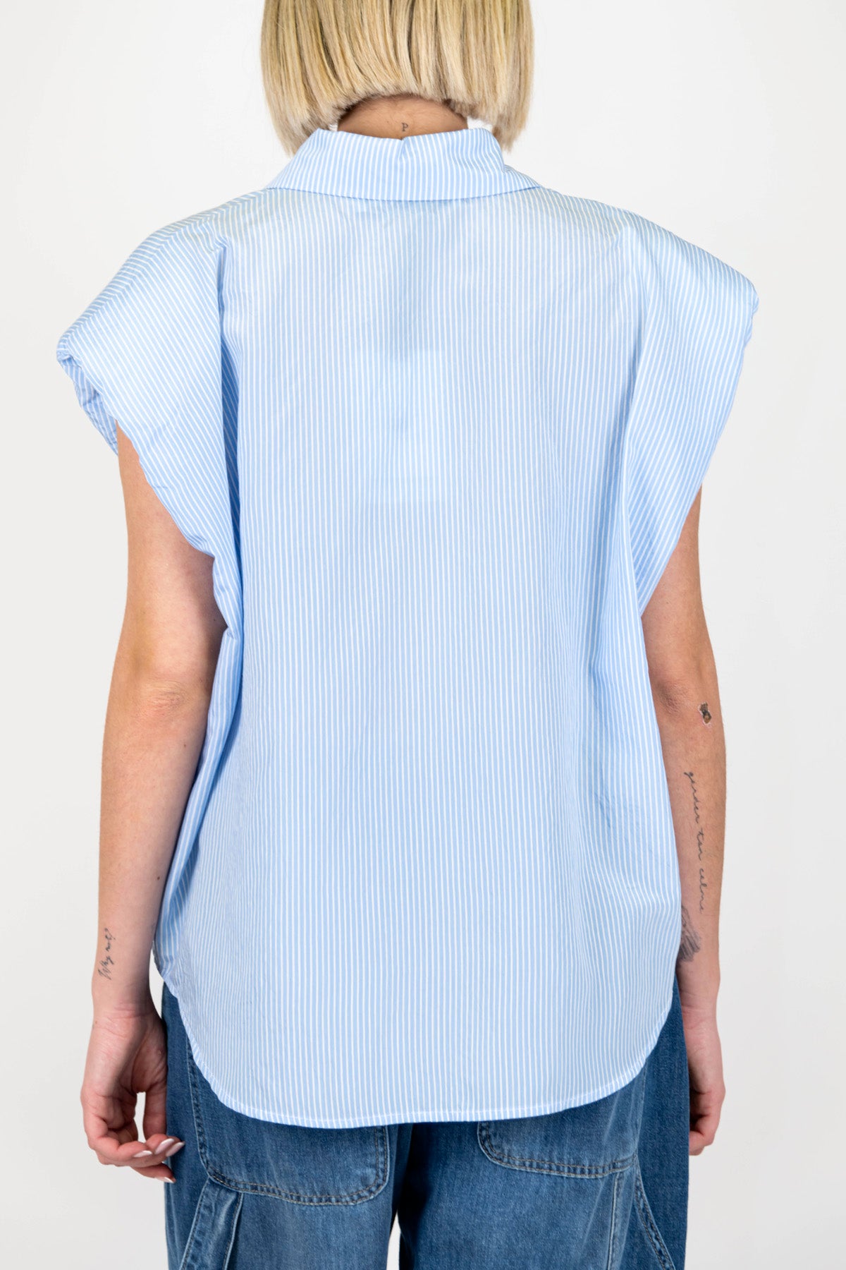 Haveone - Camicia over a righe giromaniche con spalline