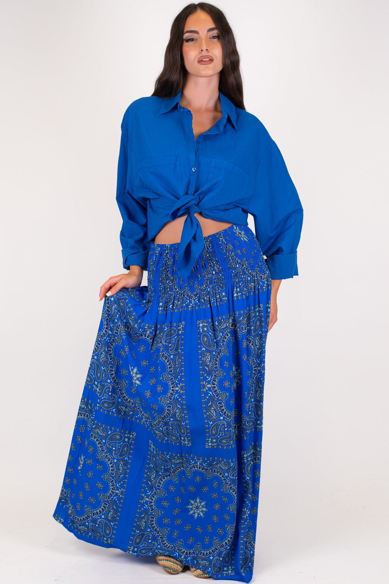 Haveone - Camicia in mussola di cotone con doppia tasca