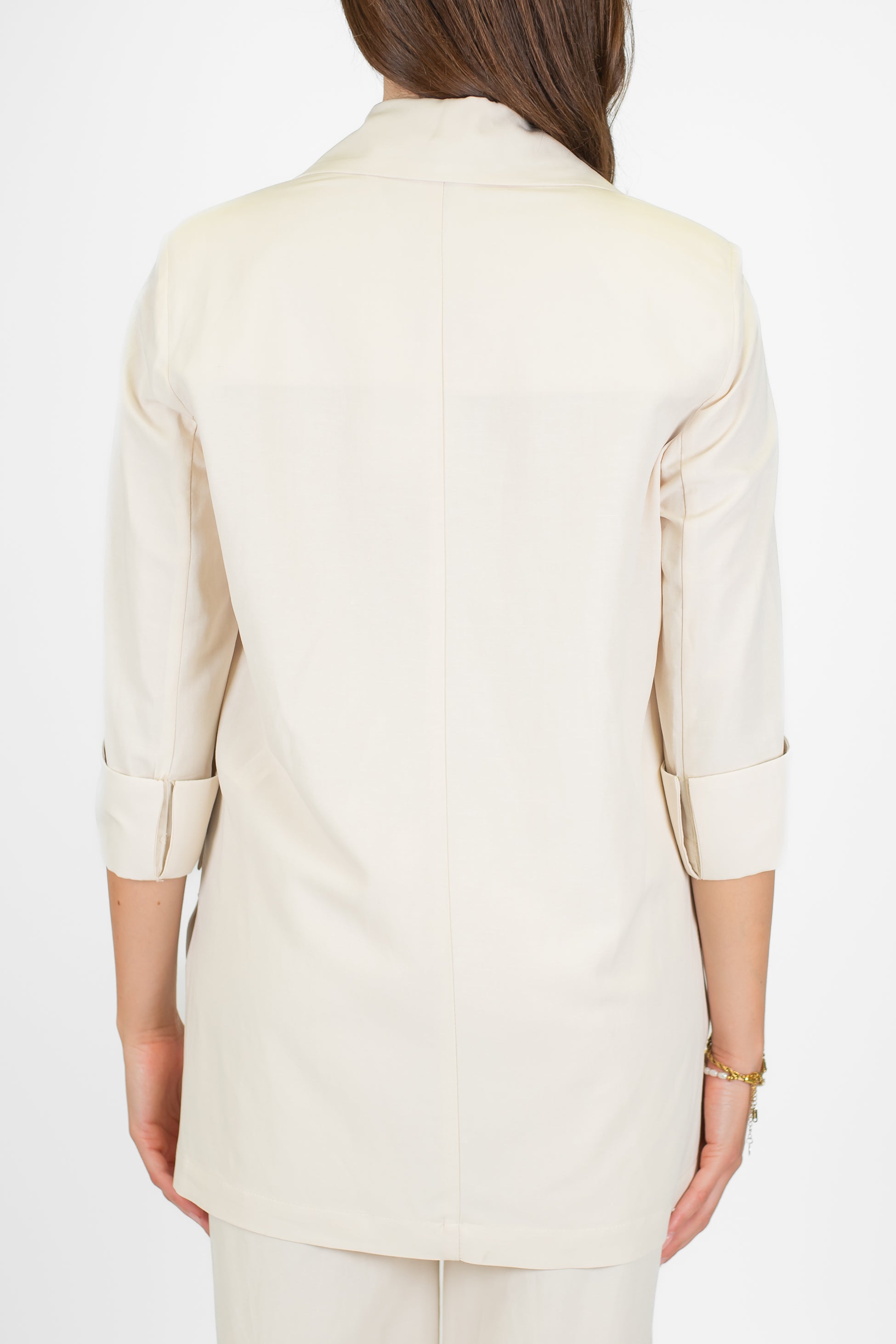 Dixie - Giacca ad un bottone in misto viscosa e lino con rever a lancia