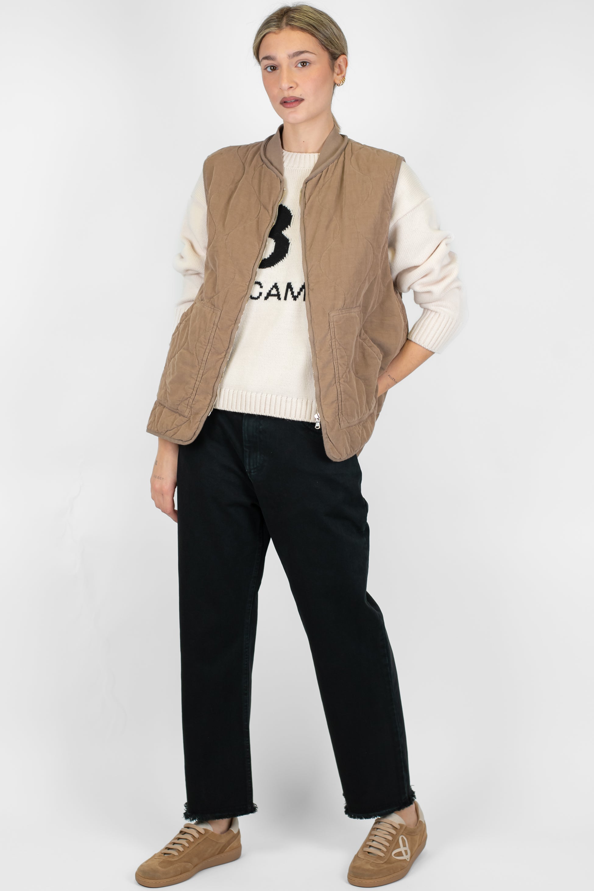 Dixie - Gilet in velluto a costine con chiusura zip