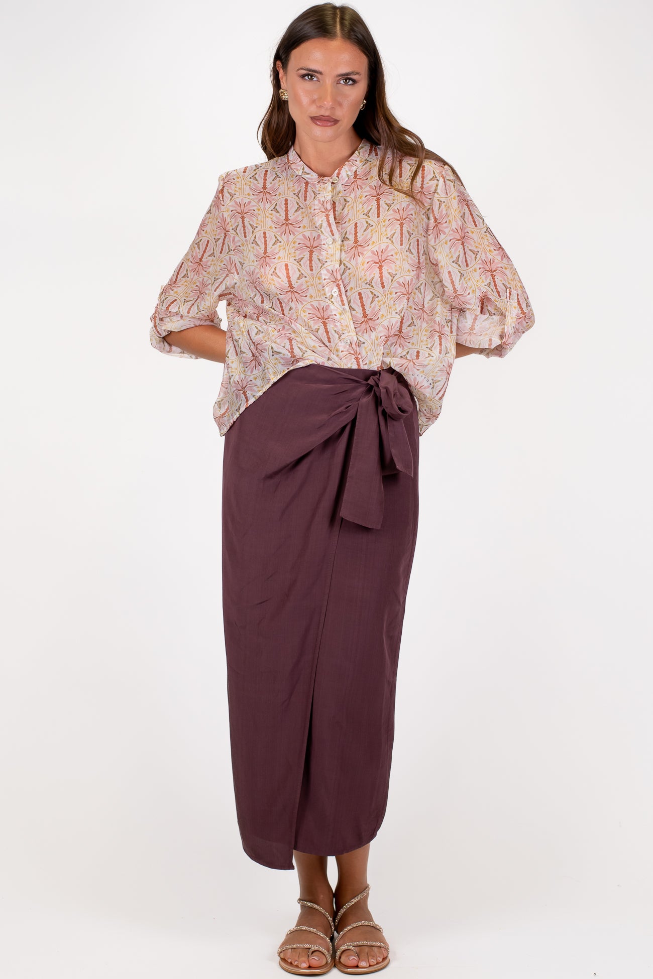 Haveone - Camicia in lyocell fantasia palmine