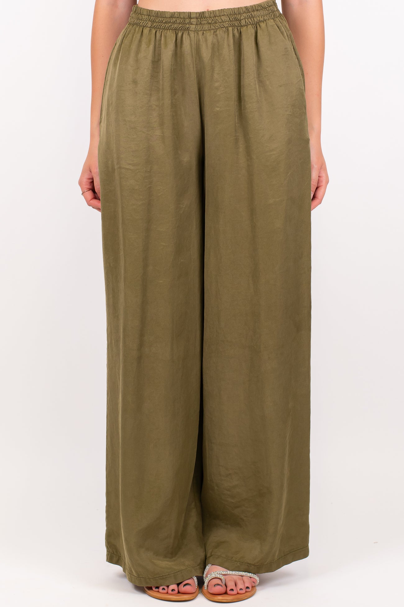 Tensione in - Pantalone palazzo in lyocell mano cupro con elastico in vita