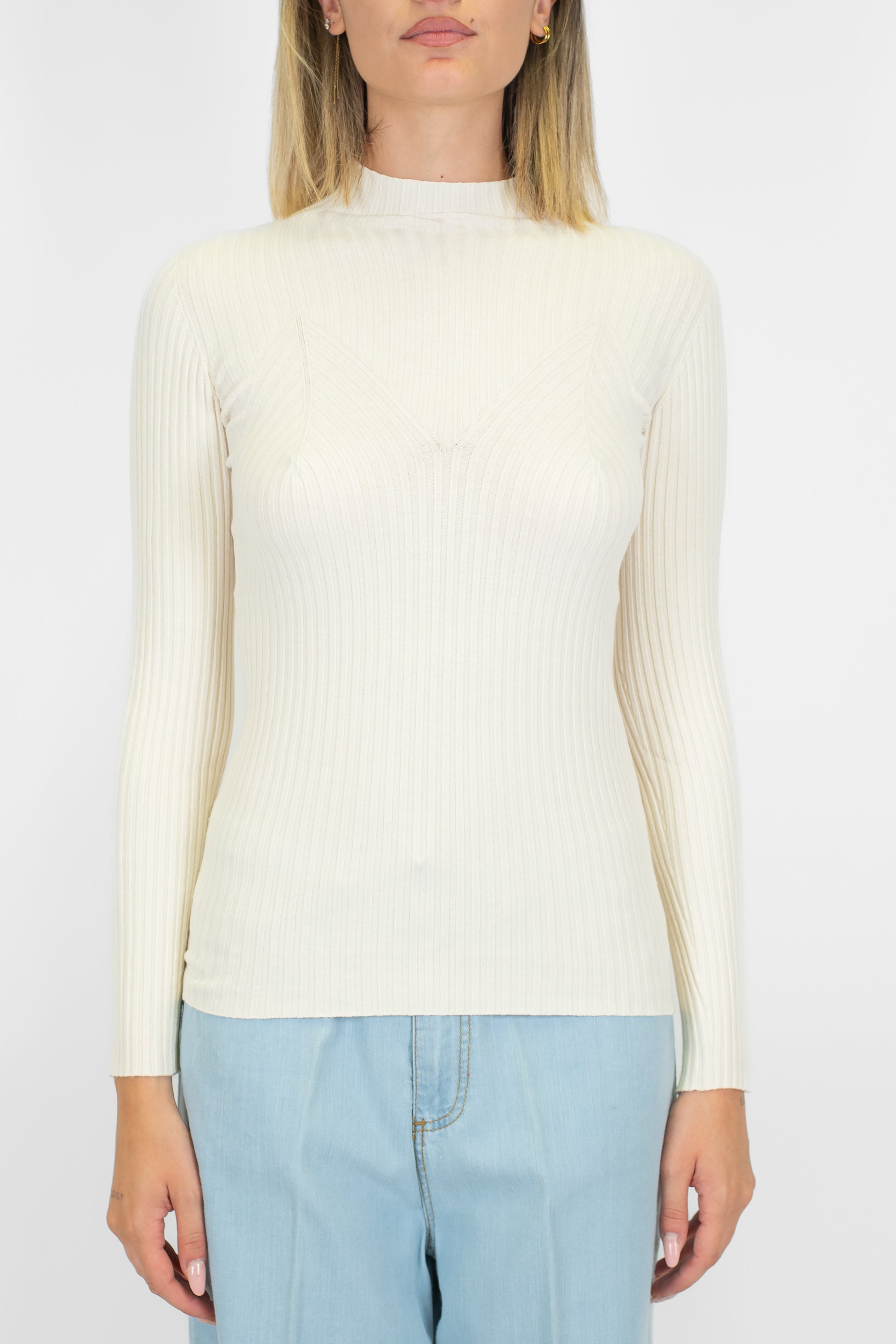 Kontatto - Lupetto a coste manica lunga