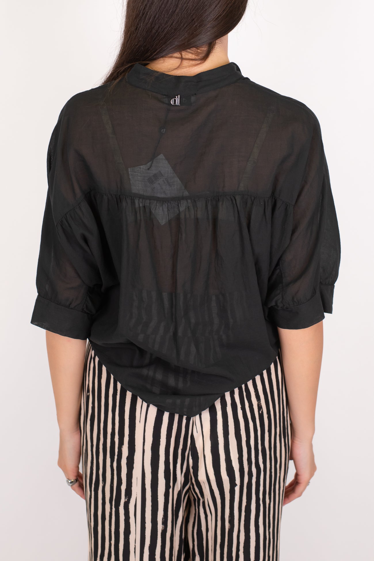 Dixie - Camicia collo alla coreana in mussola di cotone