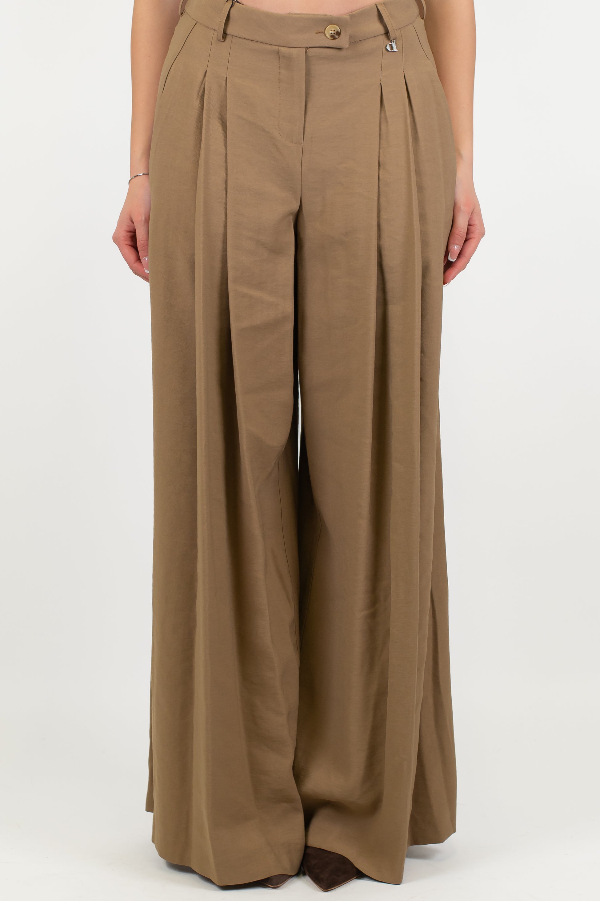 Dixie - Pantalone palazzo in viscosa leggera con pinces