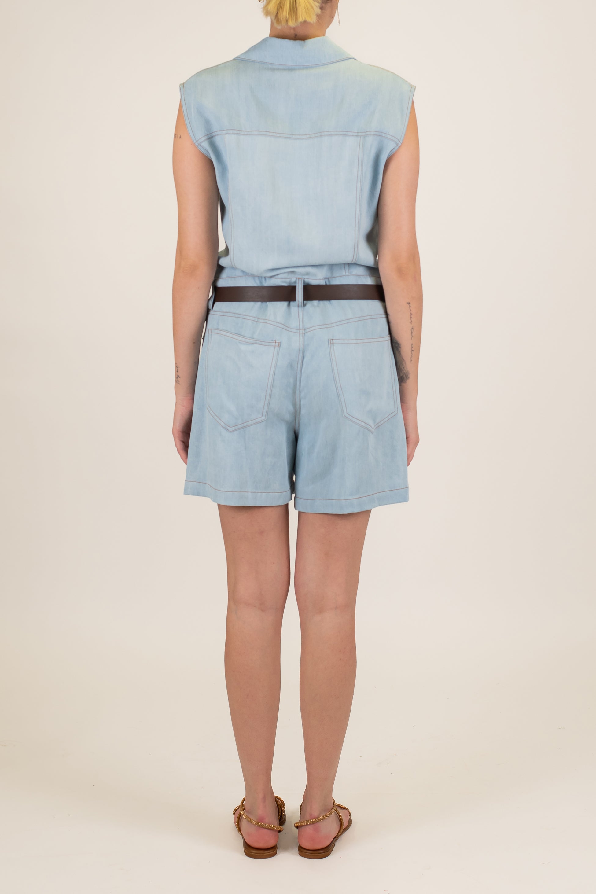 Tensione in - Tutina giromaniche in lyocell effetto denim