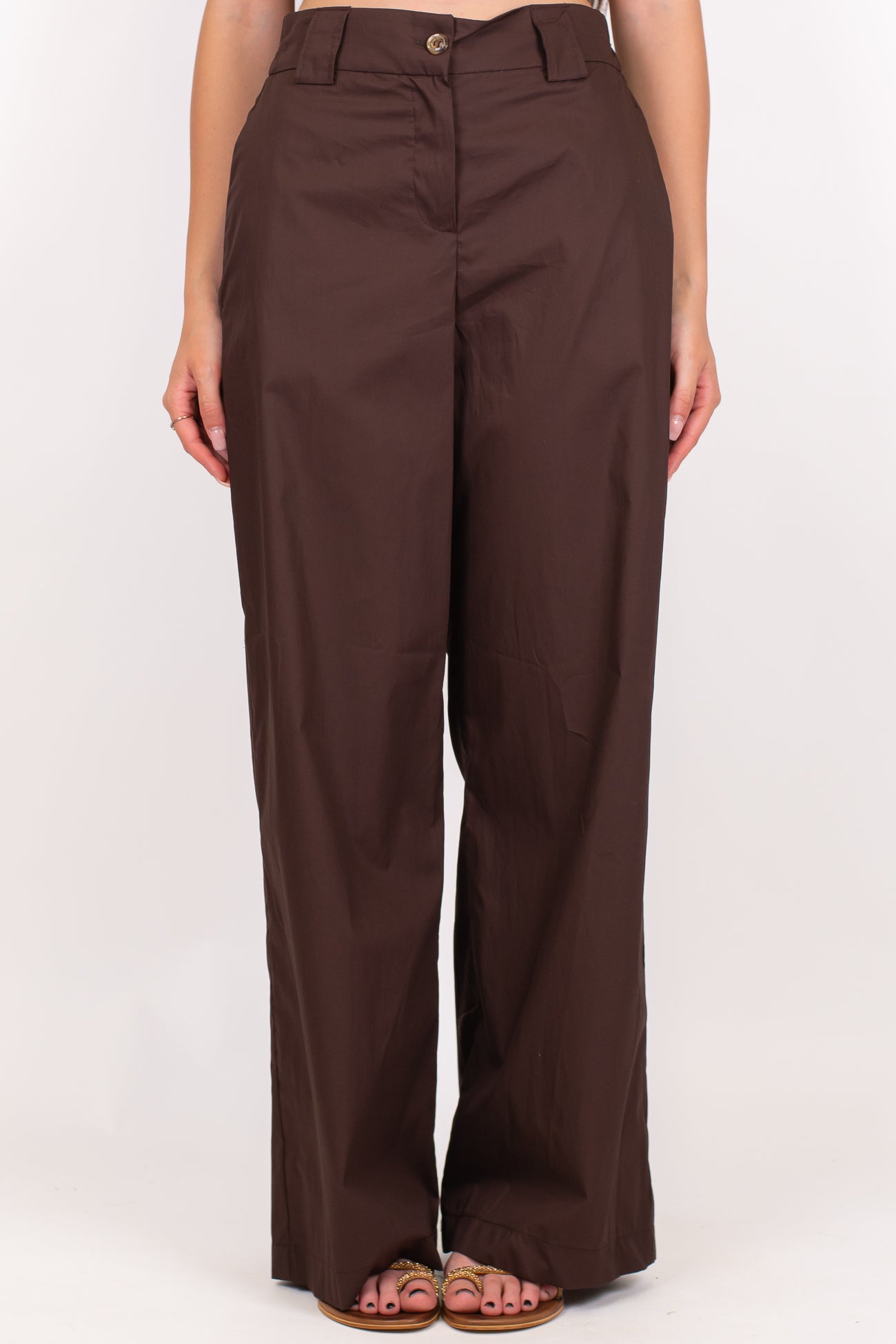 Tensione in - Pantalone palazzo in cotone leggero tela paracadute con elastico sul retro