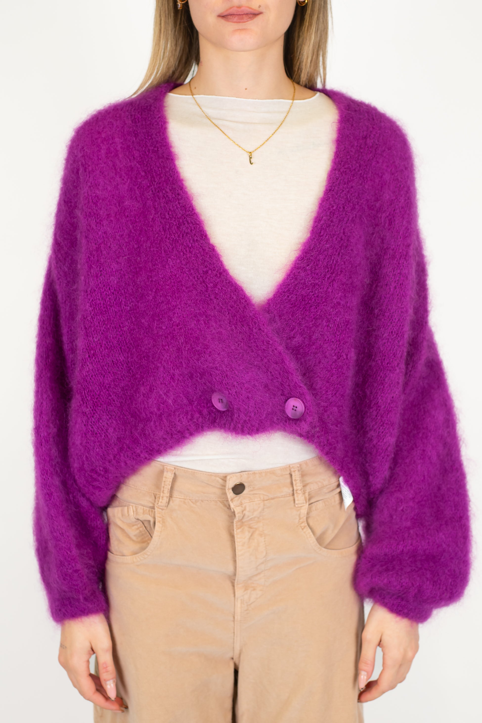 Dixie - Cardigan doppiopetto in lana mohair