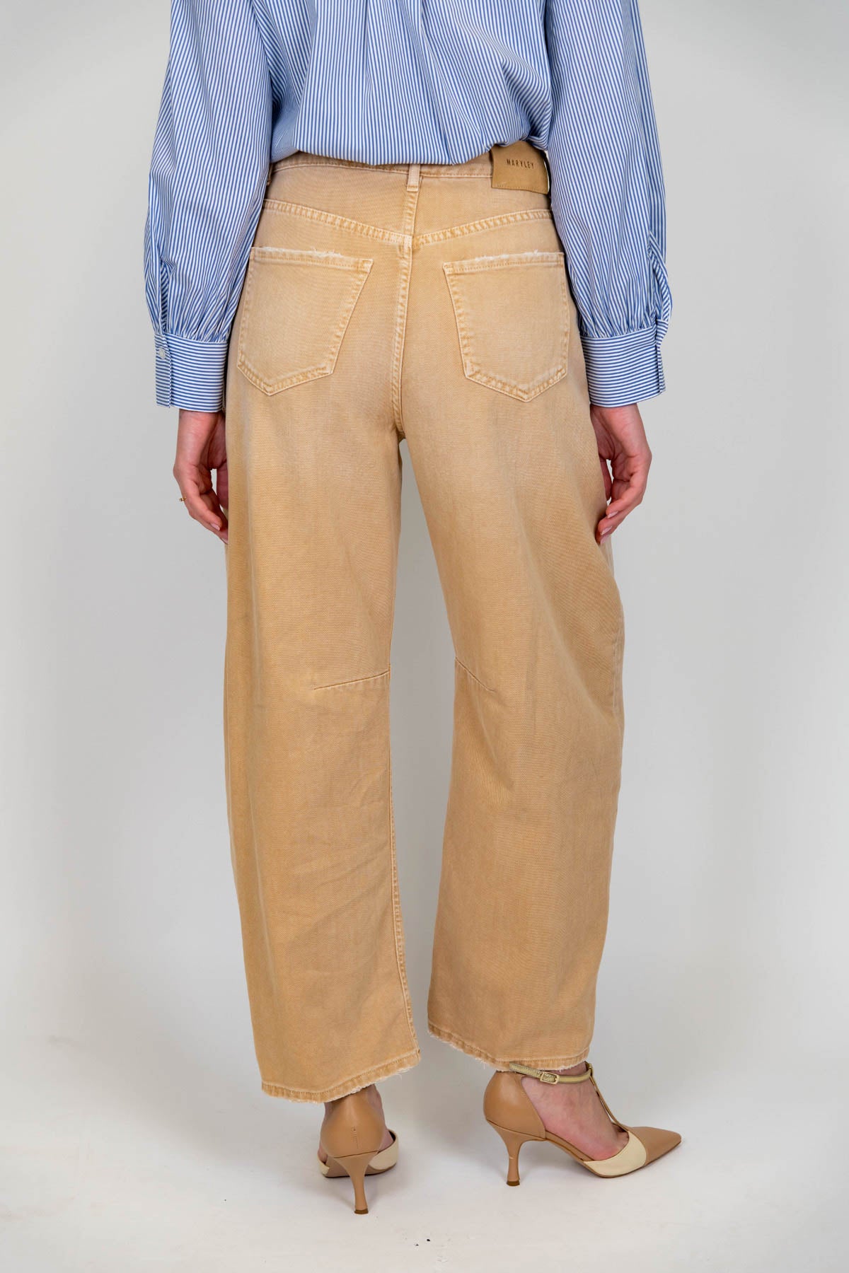 Maryley - Pantalone balloon in denim colorato effetto lavato