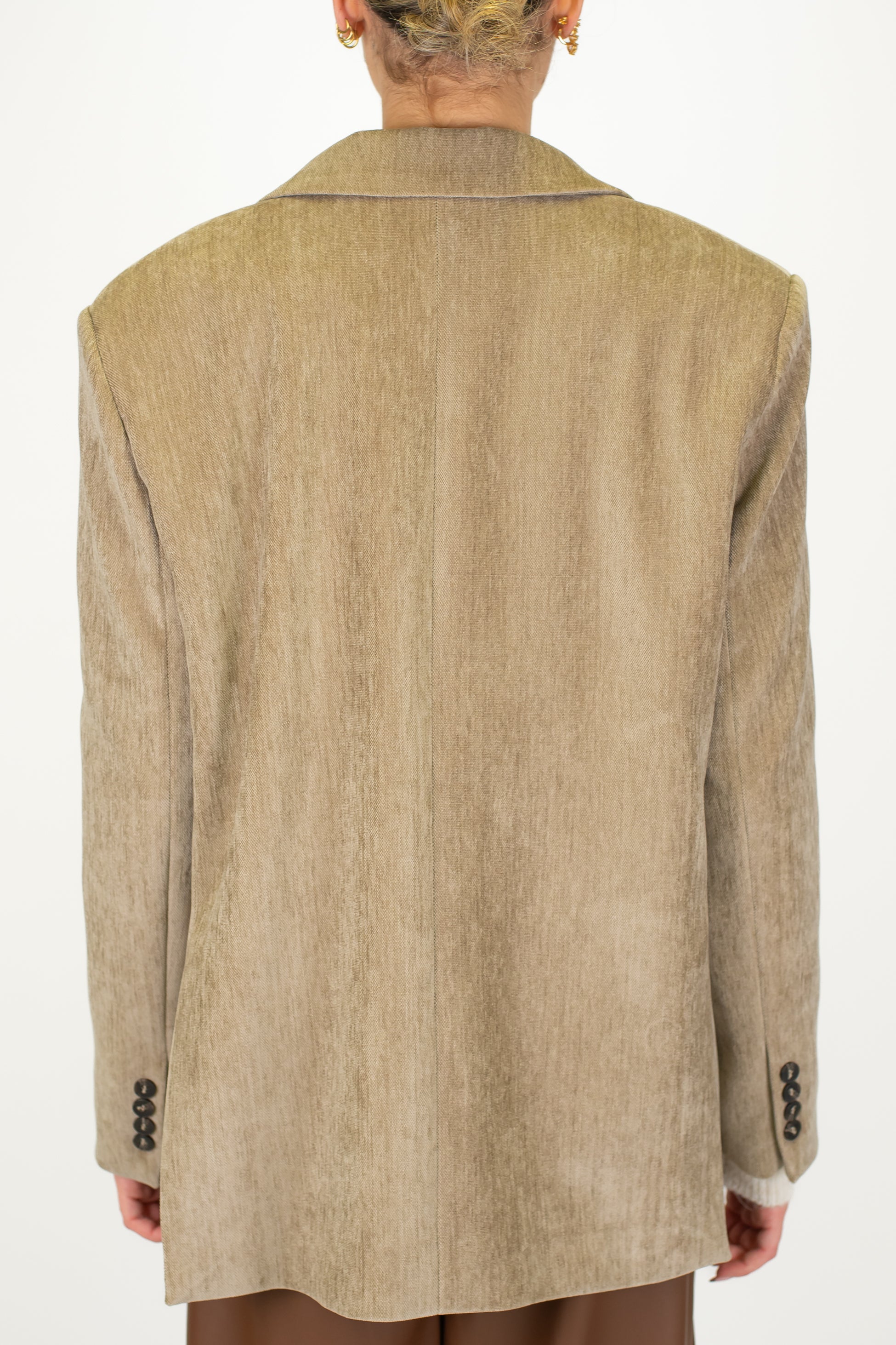 Motel - Giacca monopetto in velluto liscio con spilla