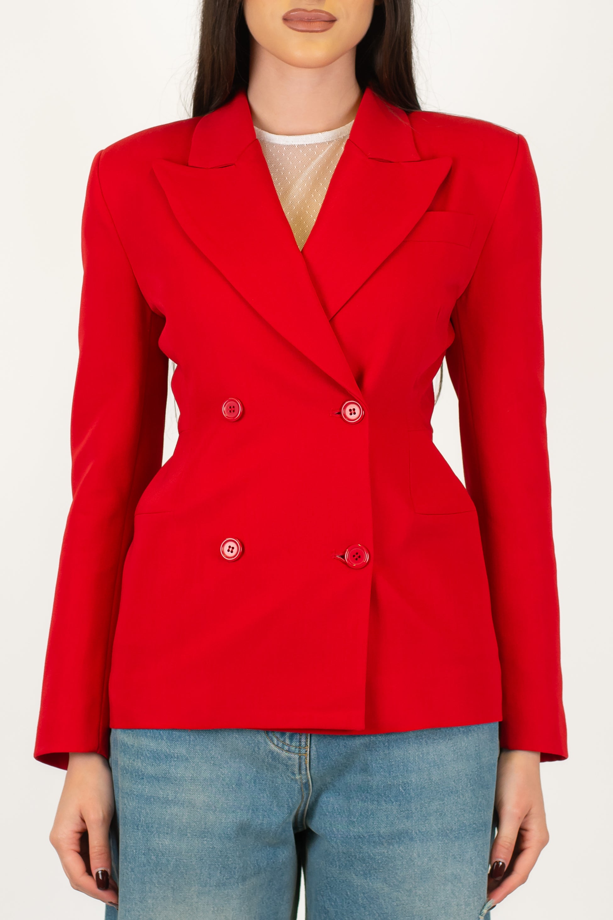 Dixie - Giacca doppiopetto slim con spalline