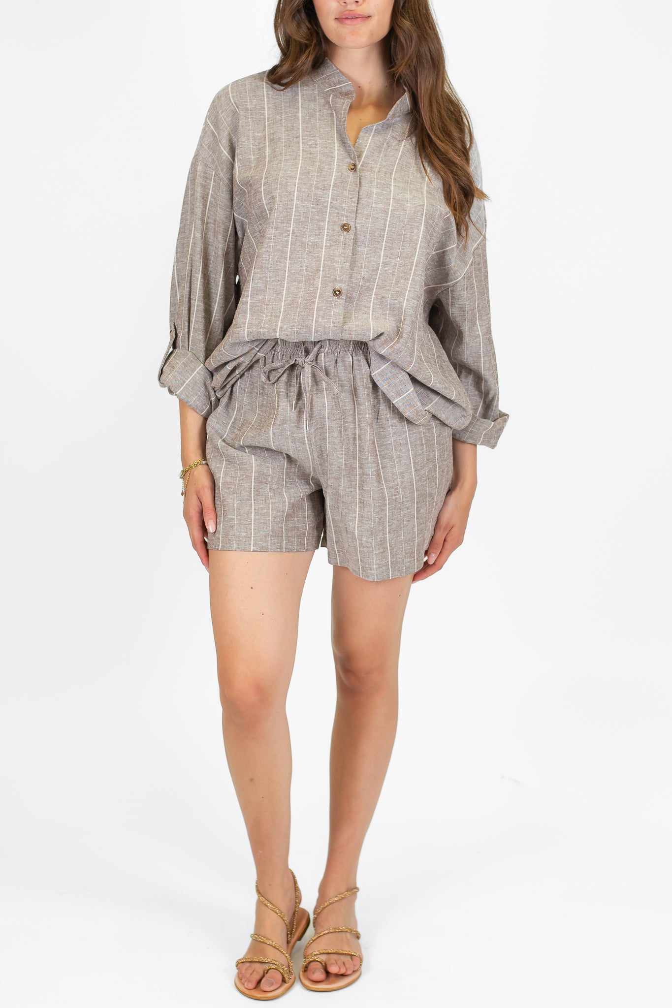 Haveone - Shorts gessato con coulisse