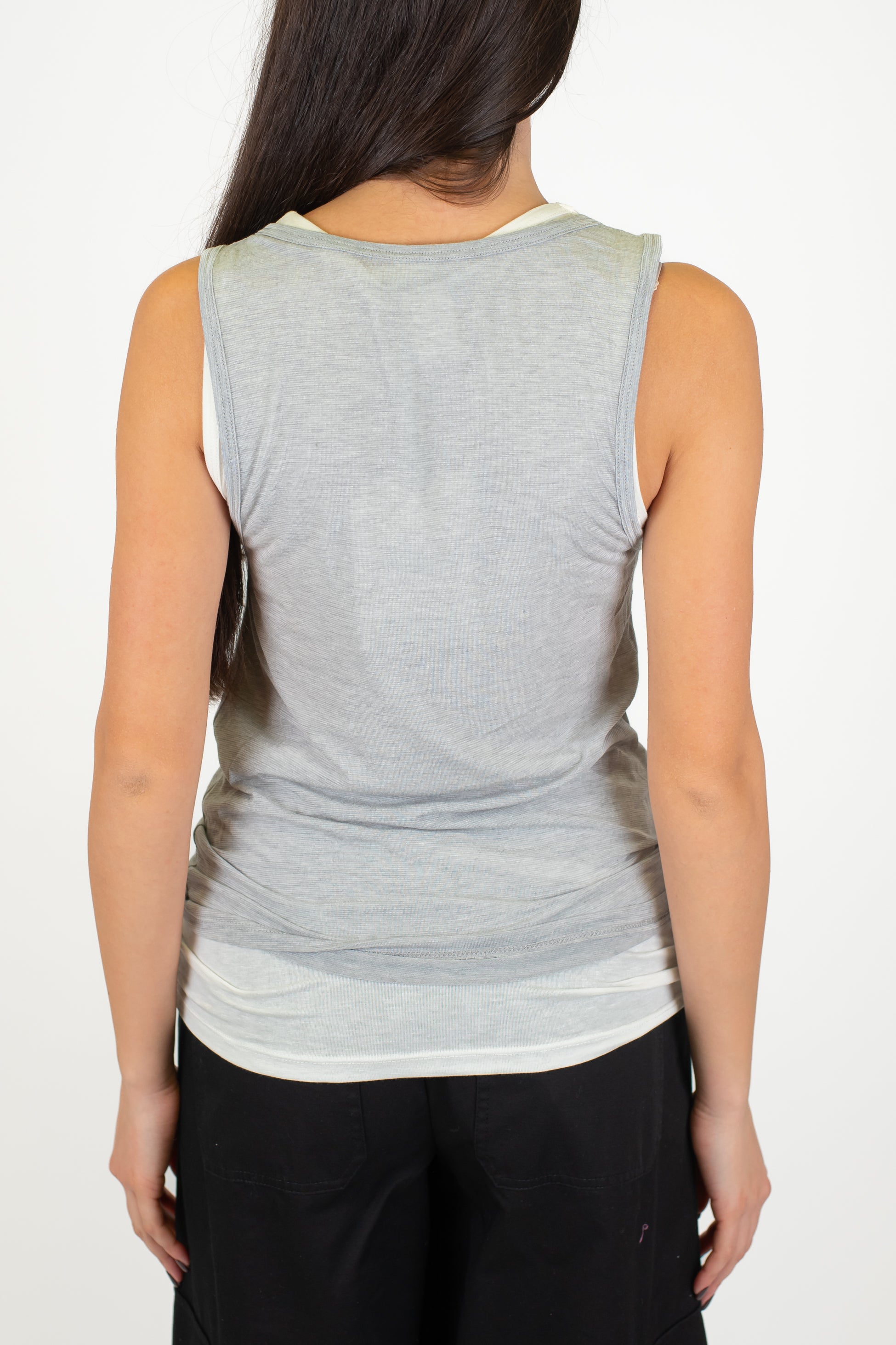 Haveone - Canotta doppio strato a contrasto in misto seta