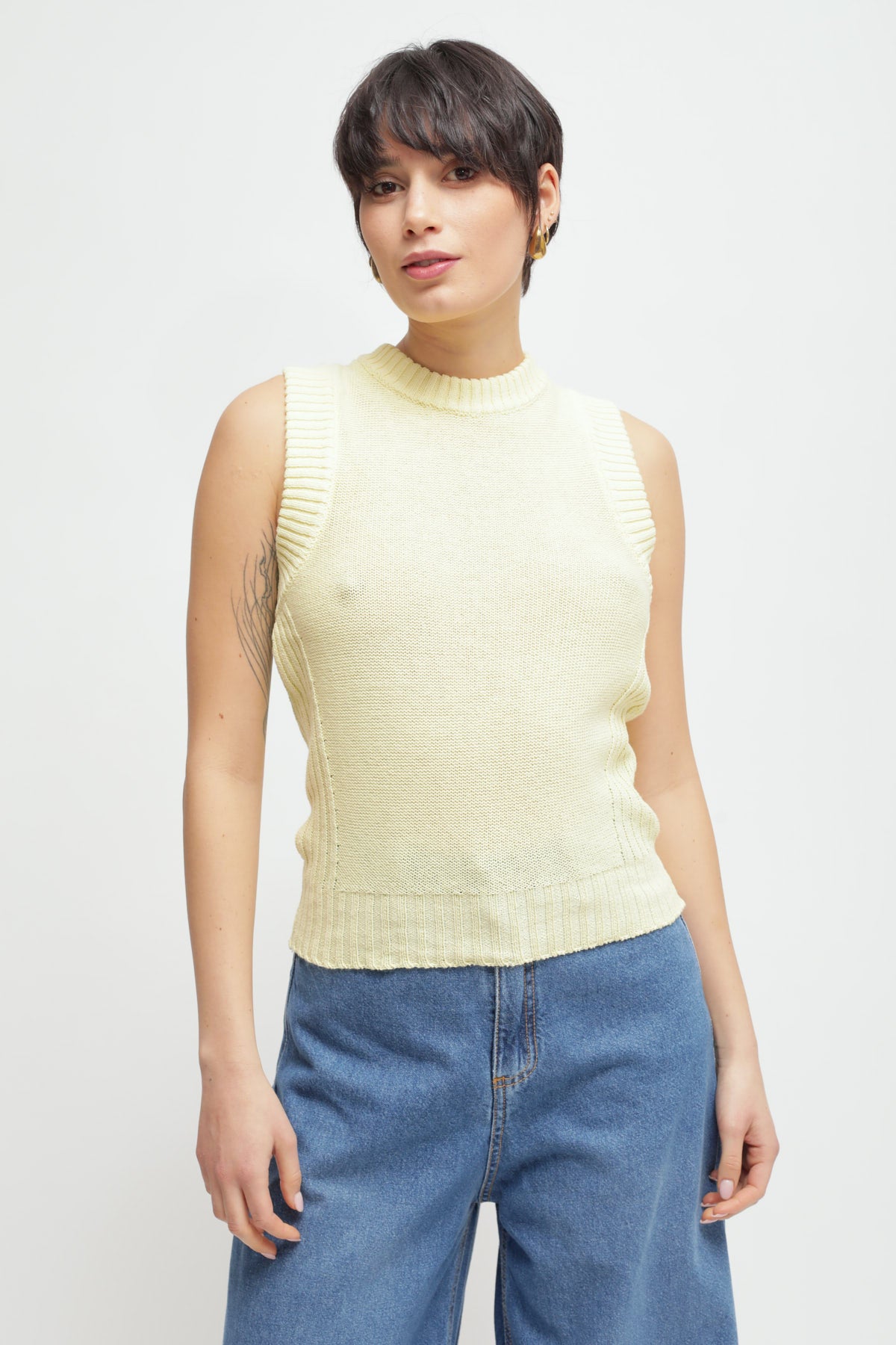 Maryley - Maglia giromaniche a costine in cotone