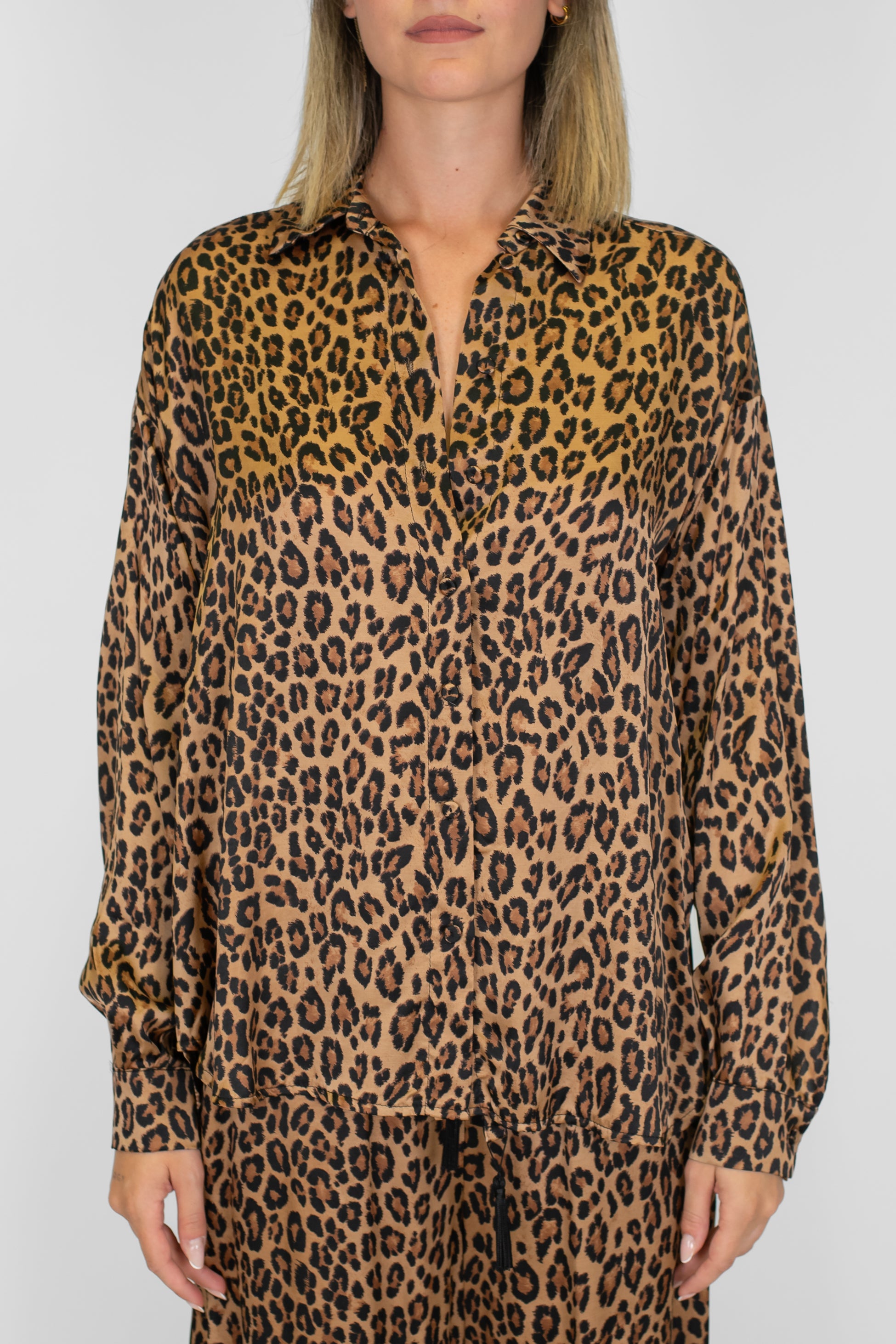 Motel - Camicia fantasia animalier in viscosa