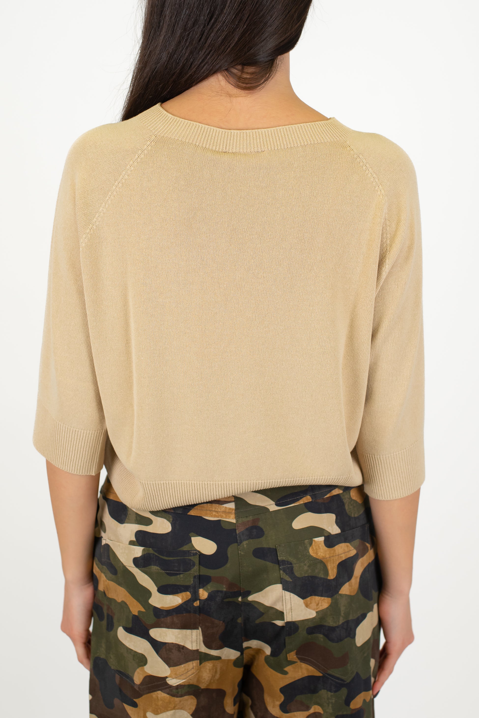 Kontatto - Maglia girocollo con manica tre quarti in viscosa leggera