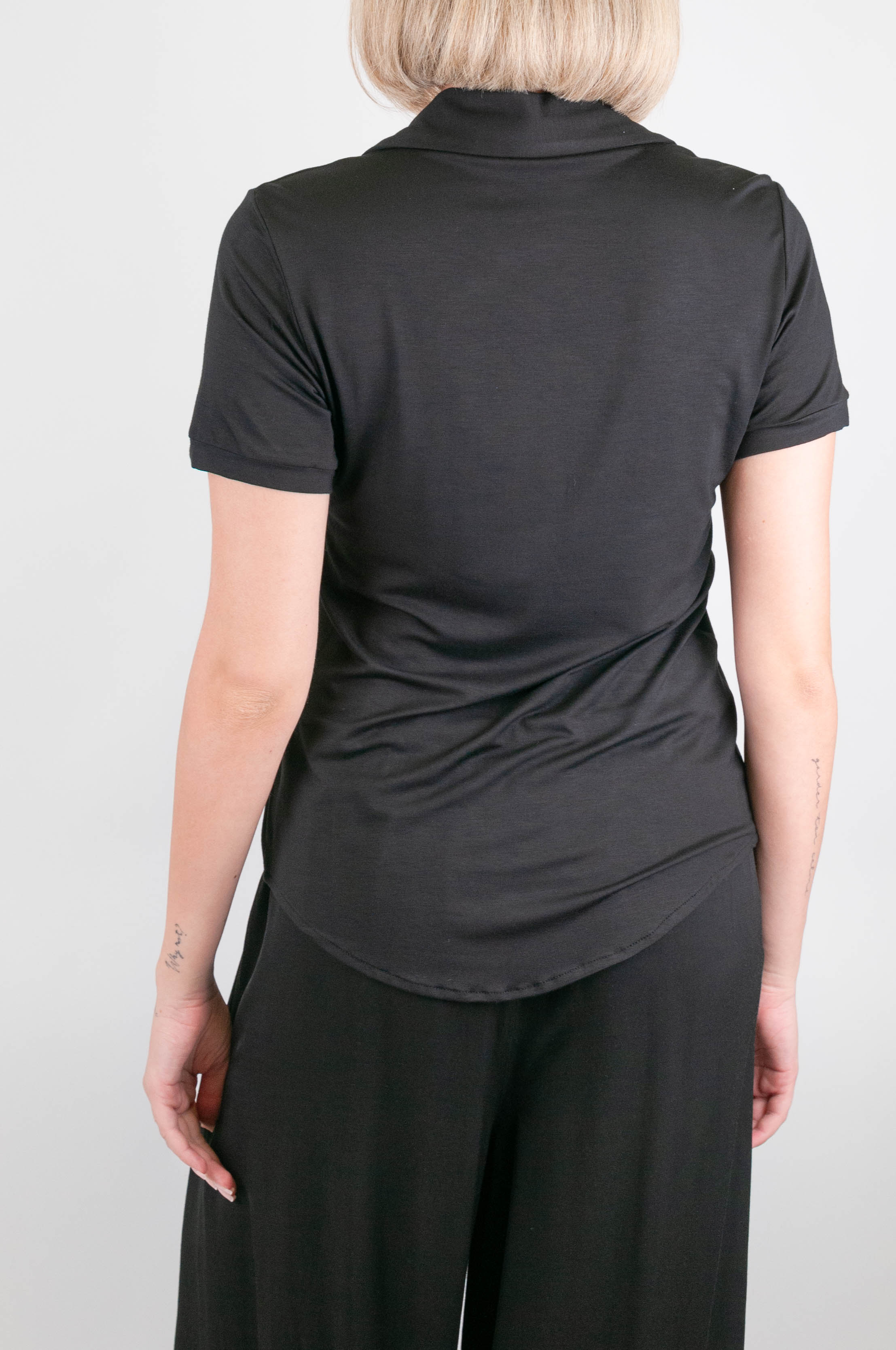 Dixie - T-shirt in viscosa mezza manica con colletto