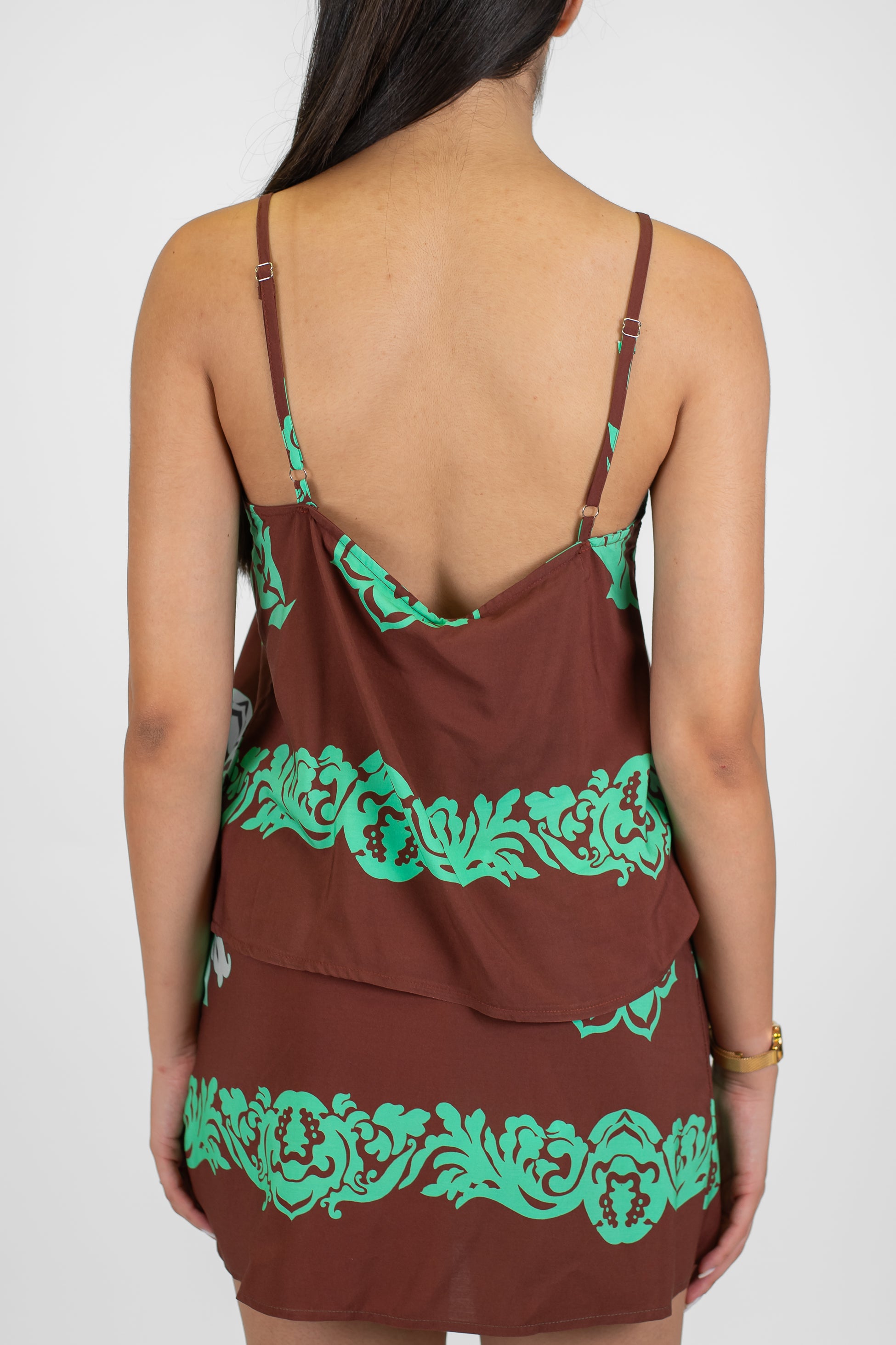 Tensione in - Top con bretelline fantasia floreale astratta in viscosa