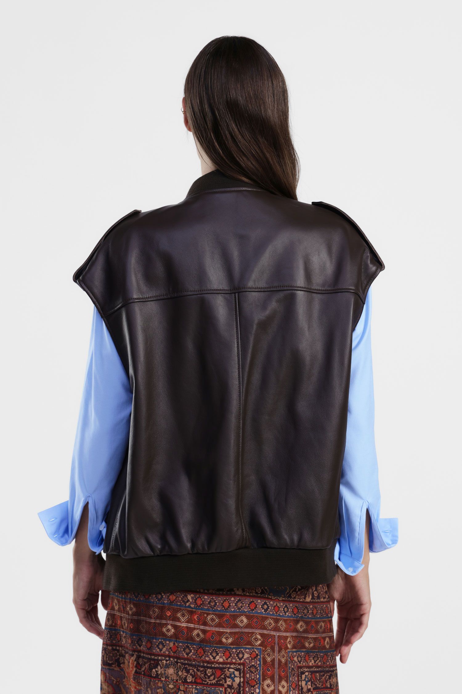 Dixie - Gilet 100% vera pelle con chiusura zip